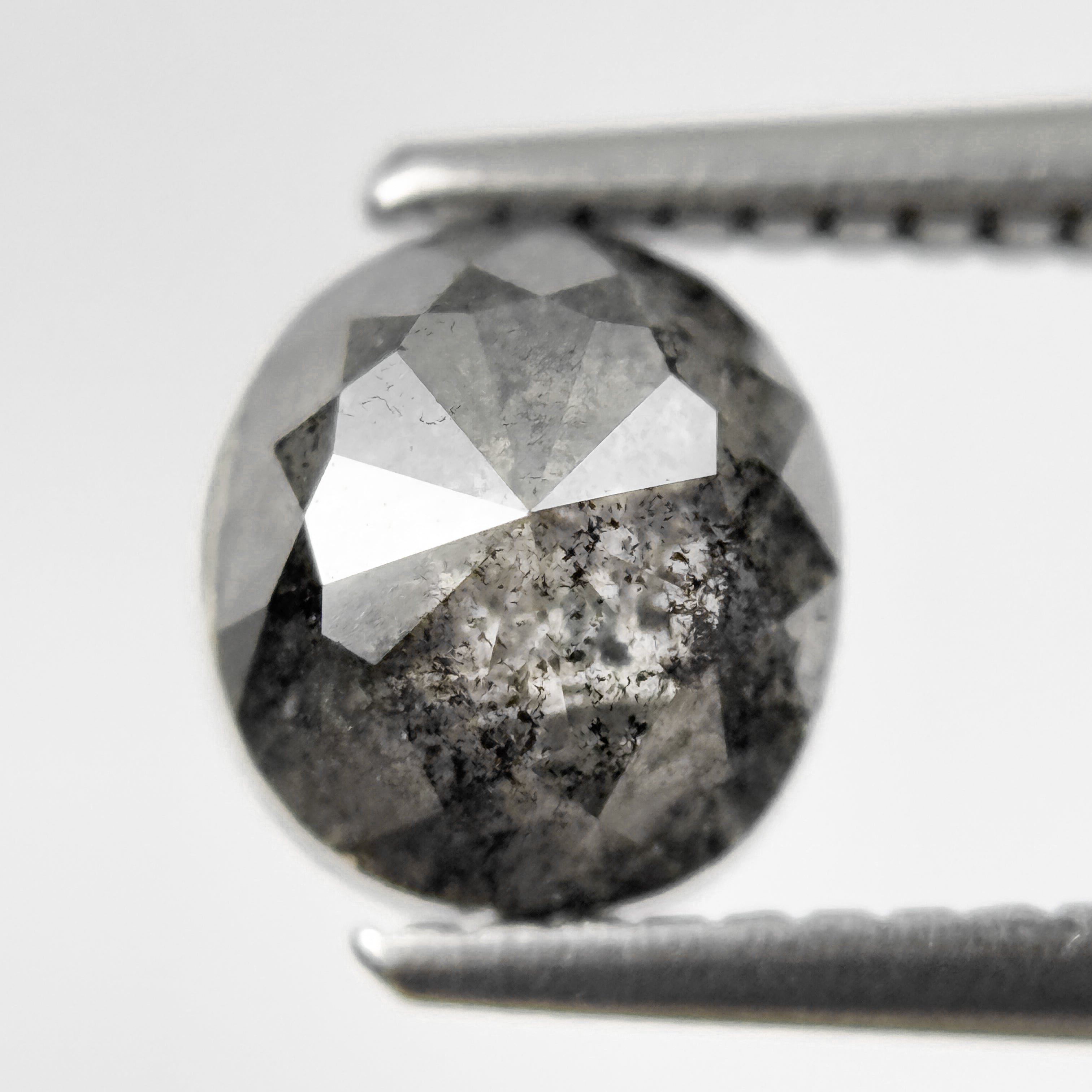 2.09 Ct Cushion Rose Cut Grey Natural Salt and Pepper Diamond