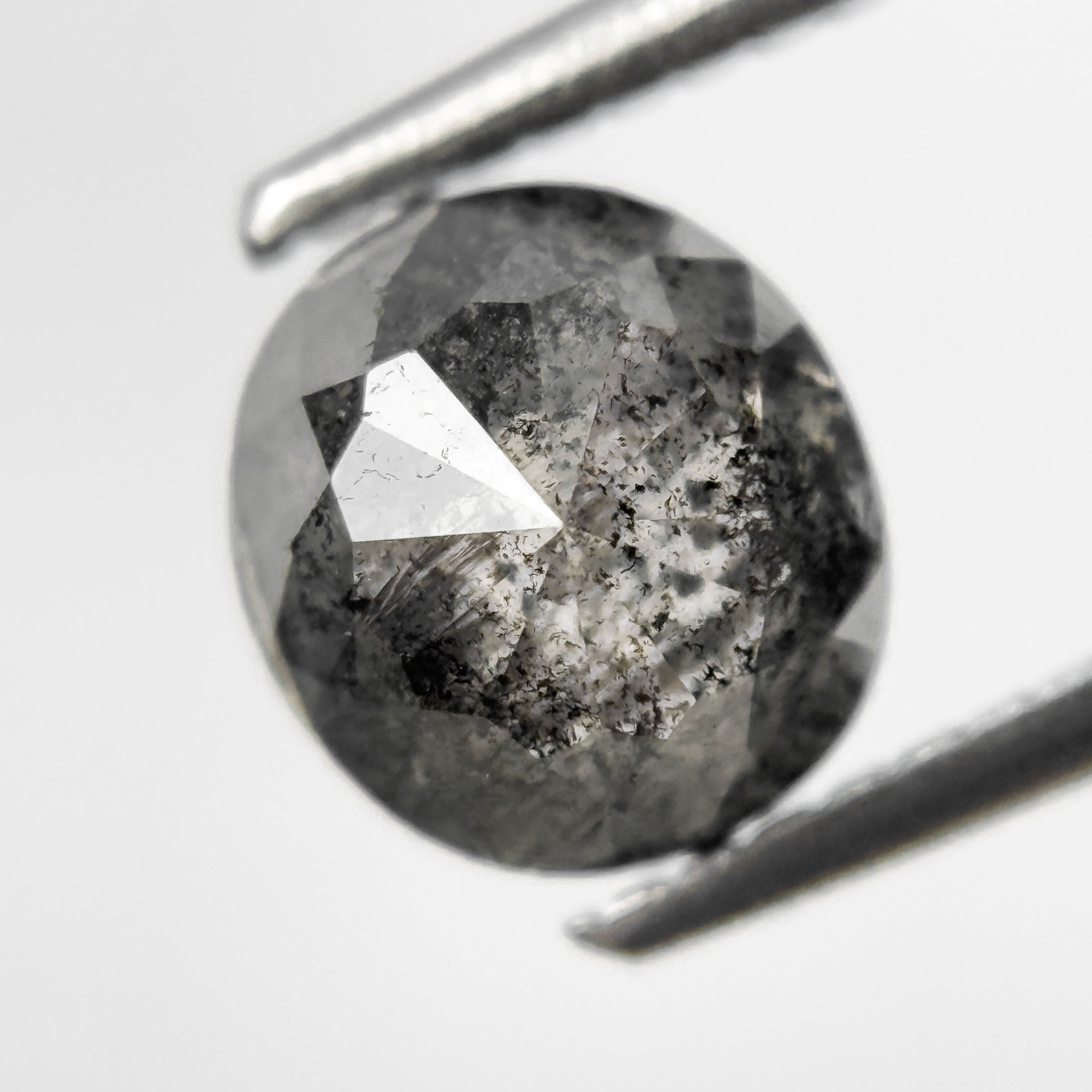 2.09 Ct Cushion Rose Cut Grey Natural Salt and Pepper Diamond