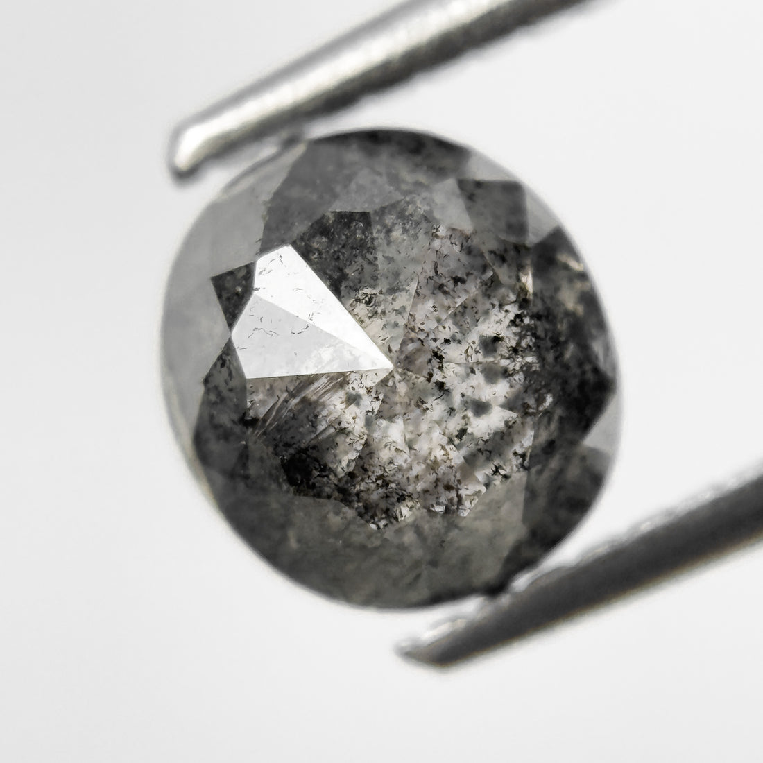 2.09 Ct Cushion Rose Cut Grey Natural Salt and Pepper Diamond