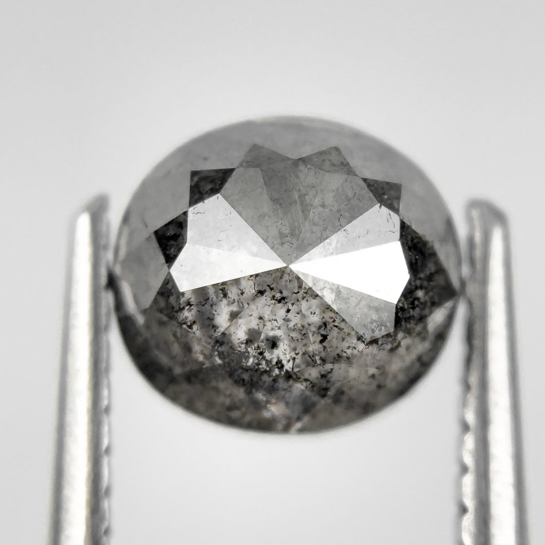 2.09 Ct Cushion Rose Cut Grey Natural Salt and Pepper Diamond