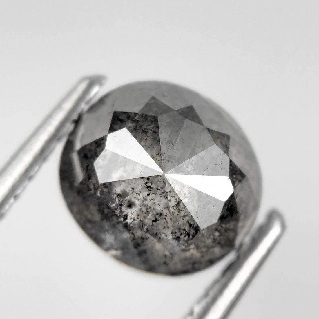 2.09 Ct Cushion Rose Cut Grey Natural Salt and Pepper Diamond
