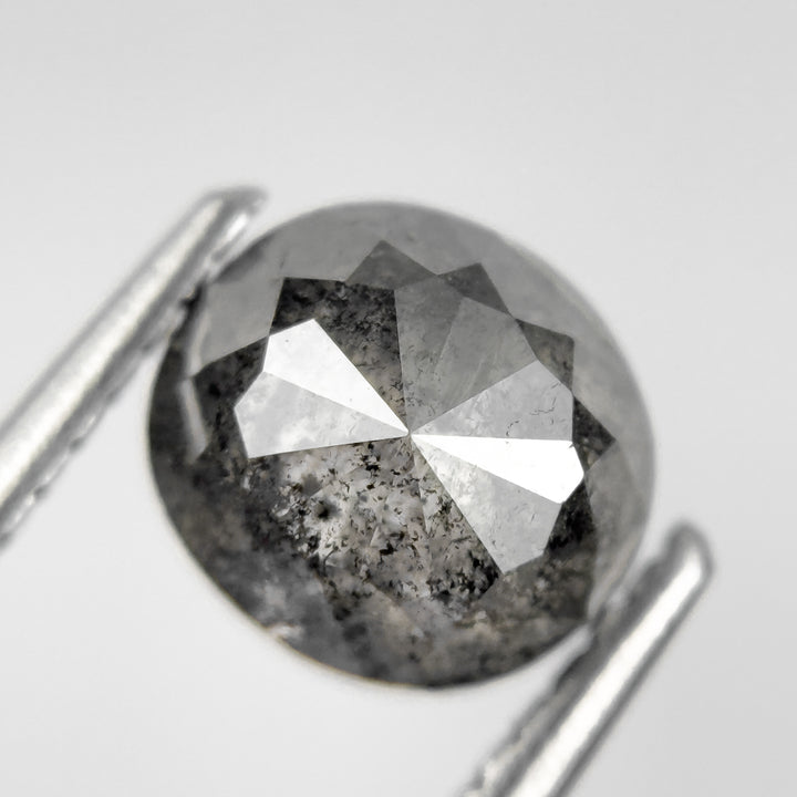 2.09 Ct Cushion Rose Cut Grey Natural Salt and Pepper Diamond