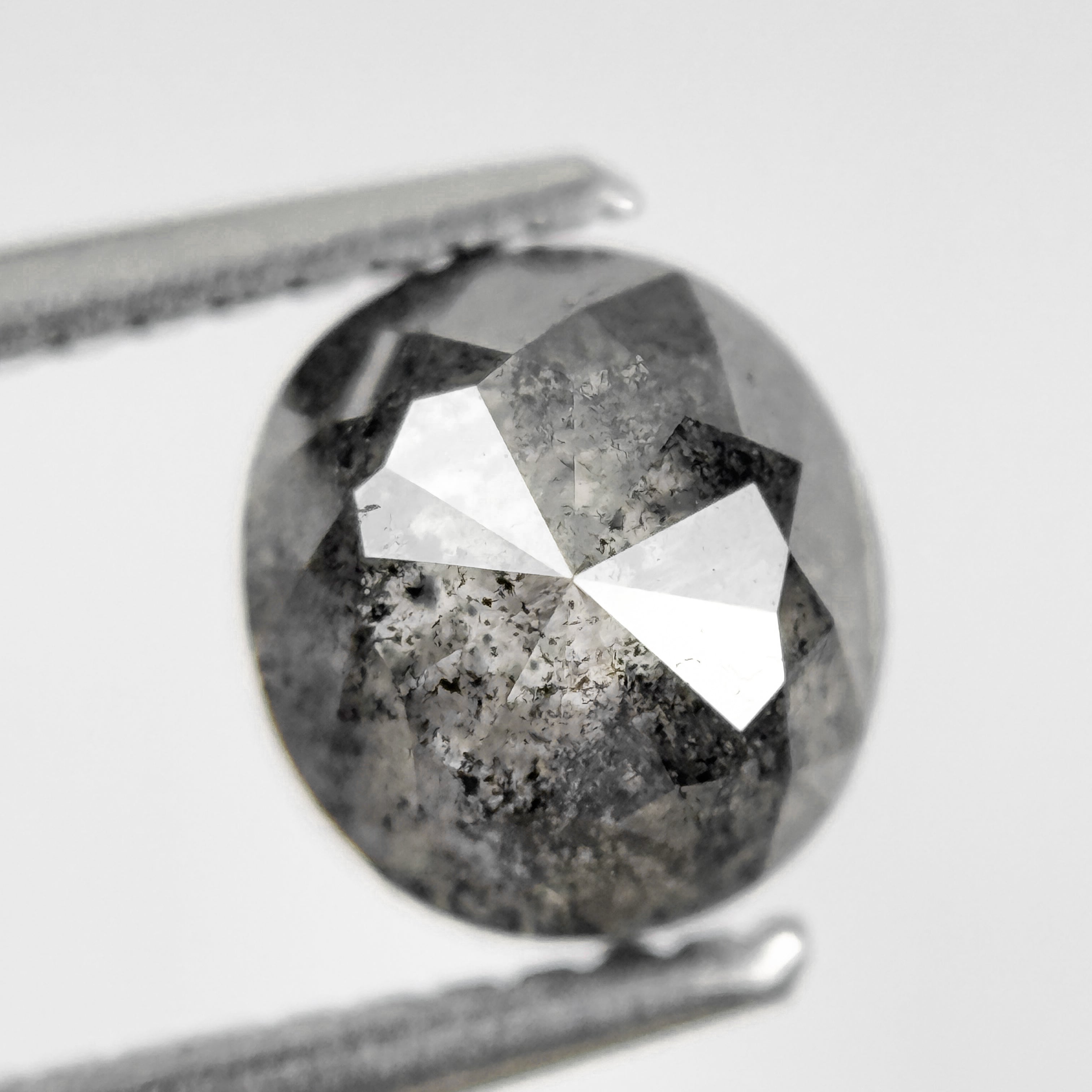 2.09 Ct Cushion Rose Cut Grey Natural Salt and Pepper Diamond