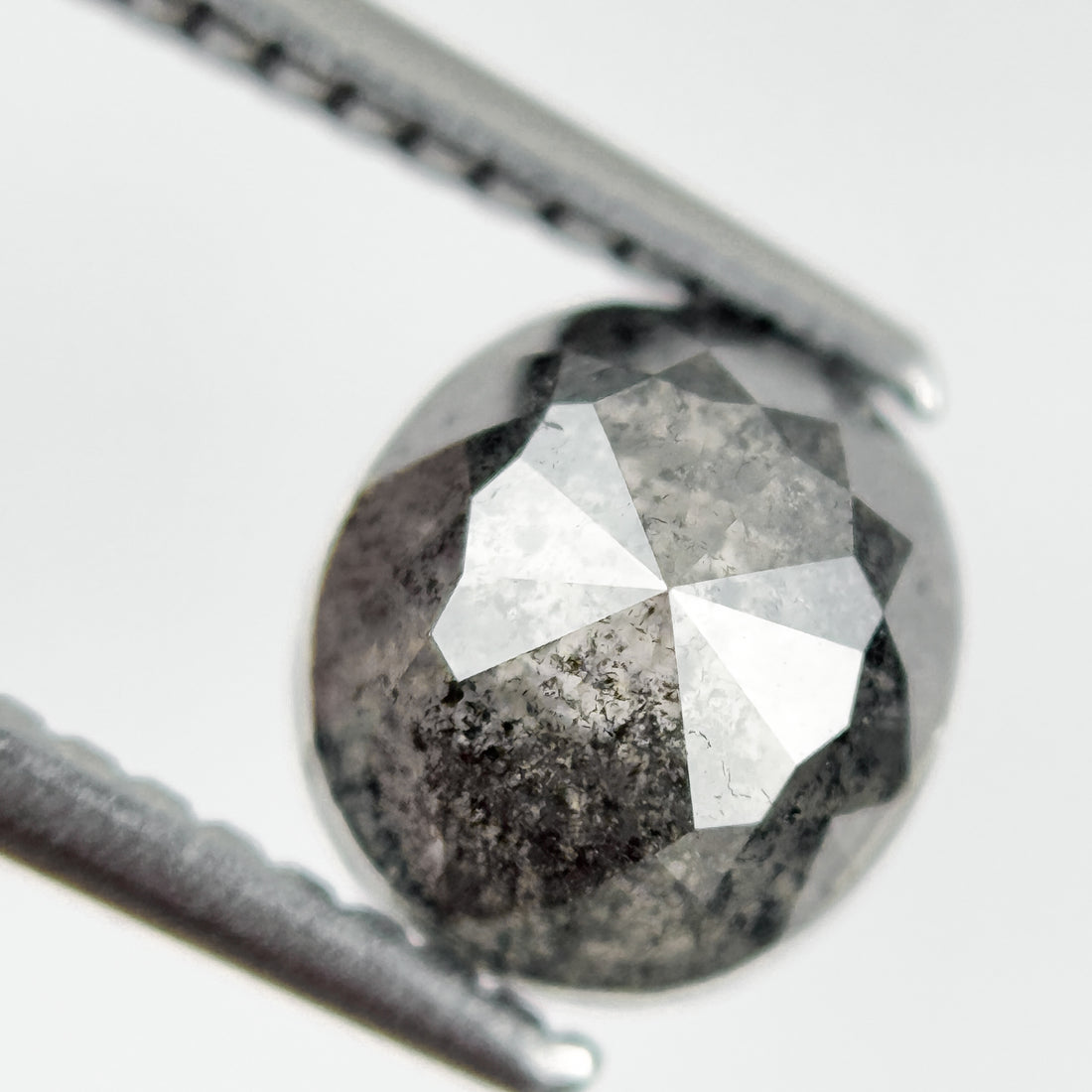 2.09 Ct Cushion Rose Cut Grey Natural Salt and Pepper Diamond