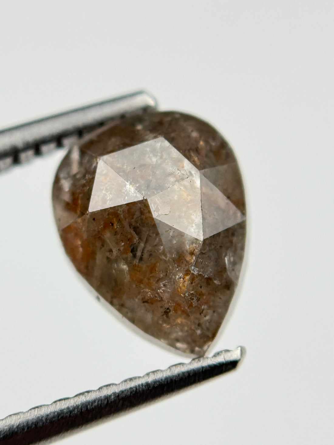2.18 Ct Pear Rose Cut Red Natural Salt and Pepper Diamond