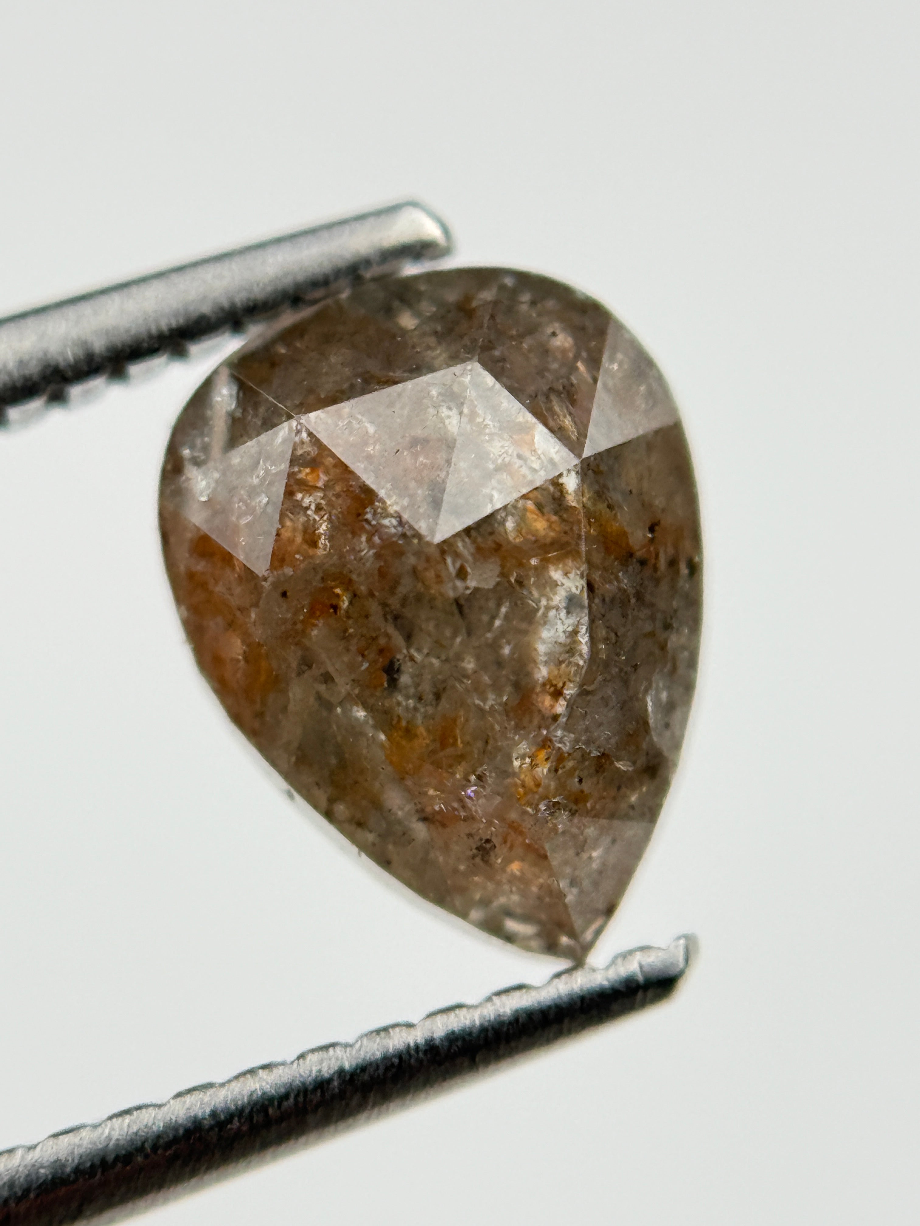 2.18 Ct Pear Rose Cut Red Natural Salt and Pepper Diamond