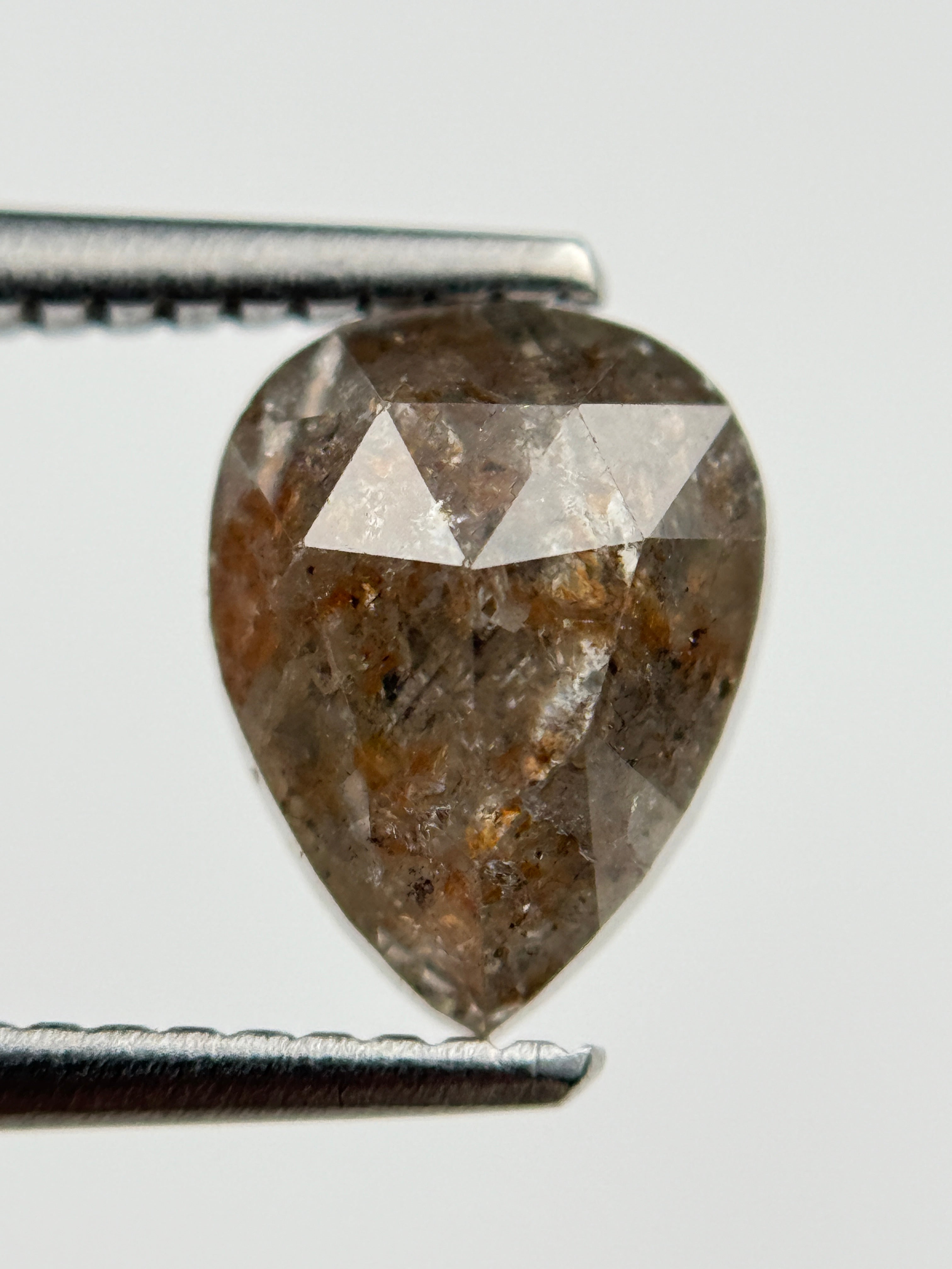 2.18 Ct Pear Rose Cut Red Natural Salt and Pepper Diamond