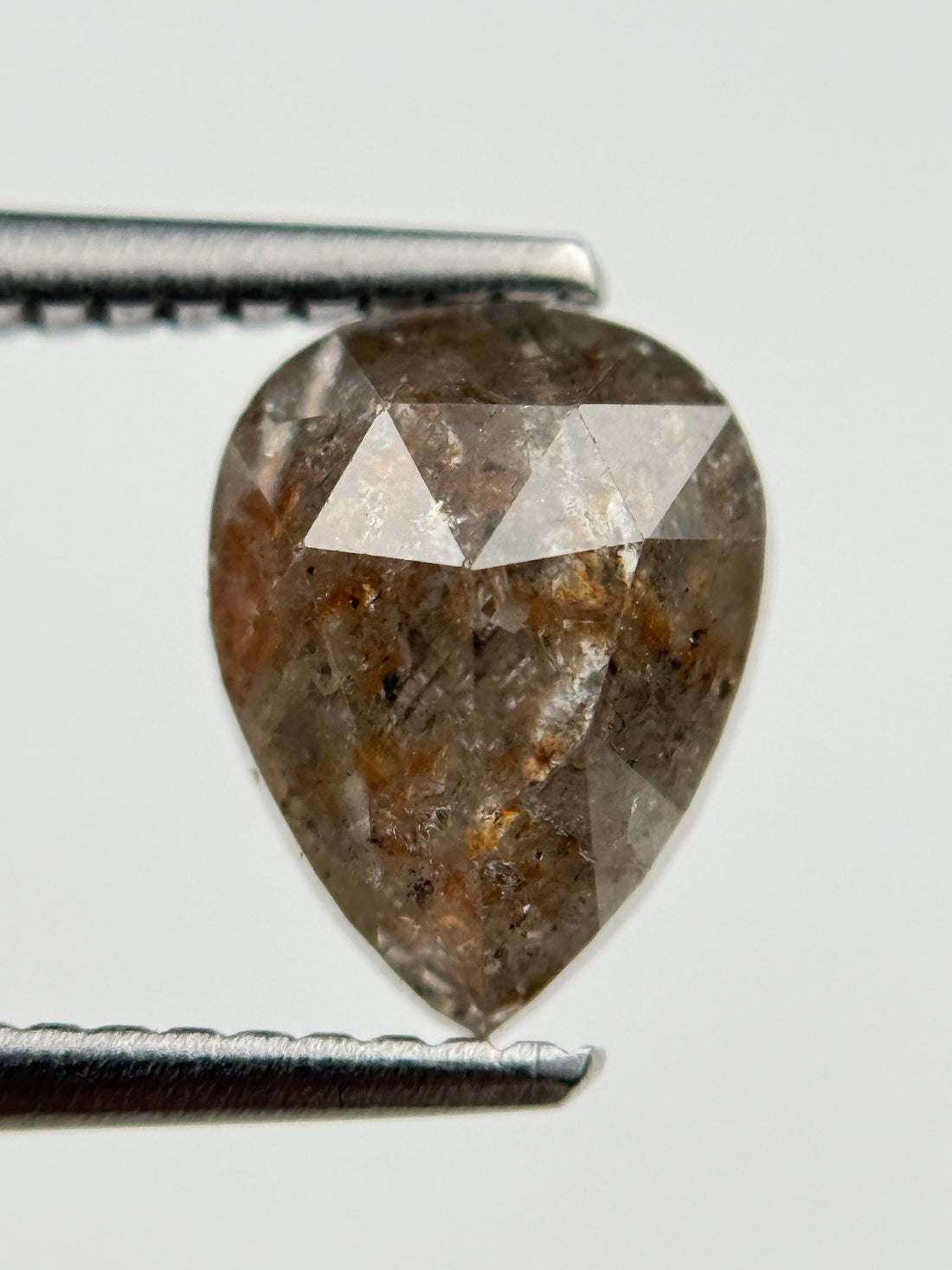 2.18 Ct Pear Rose Cut Red Natural Salt and Pepper Diamond