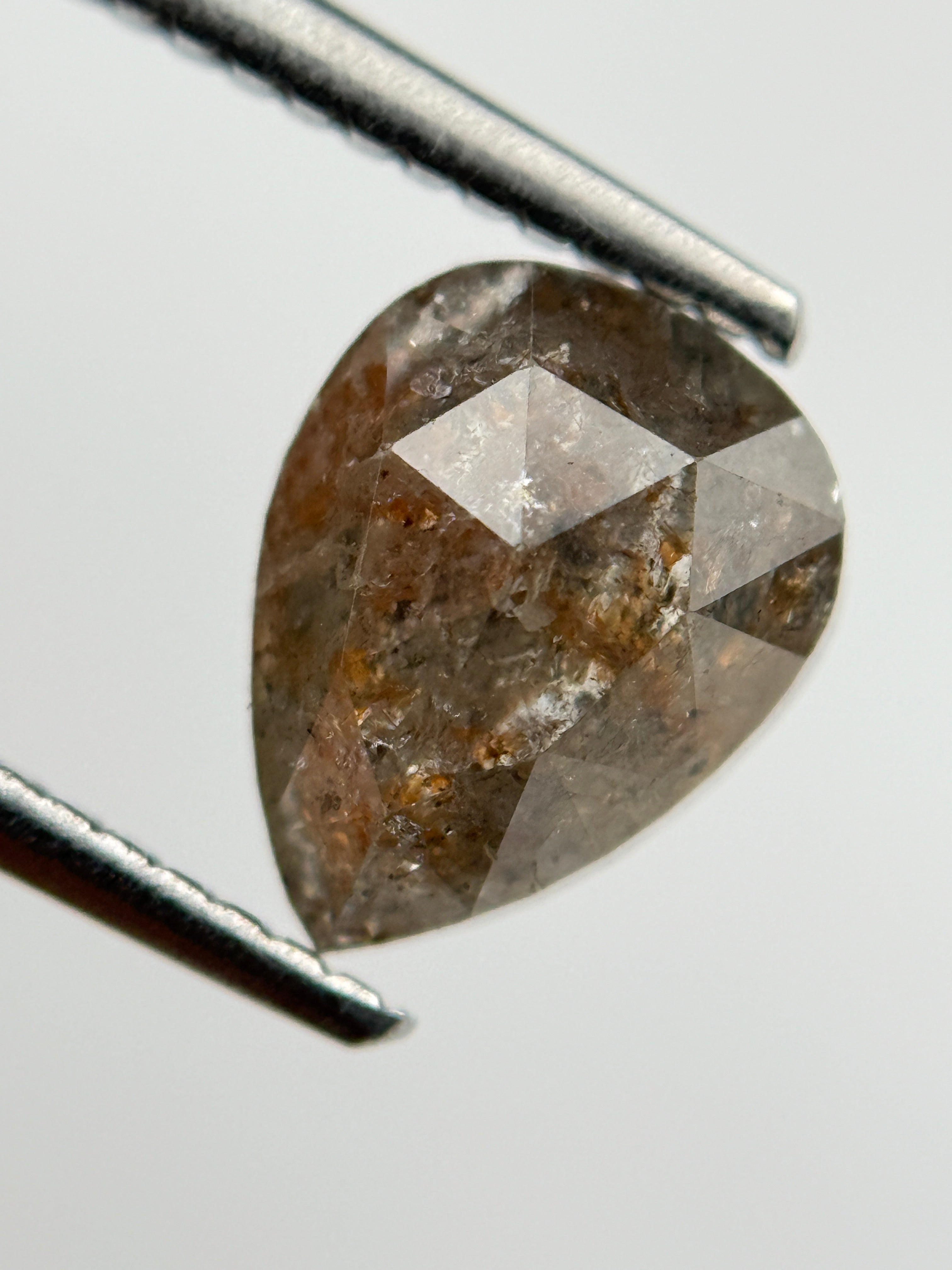 2.18 Ct Pear Rose Cut Red Natural Salt and Pepper Diamond