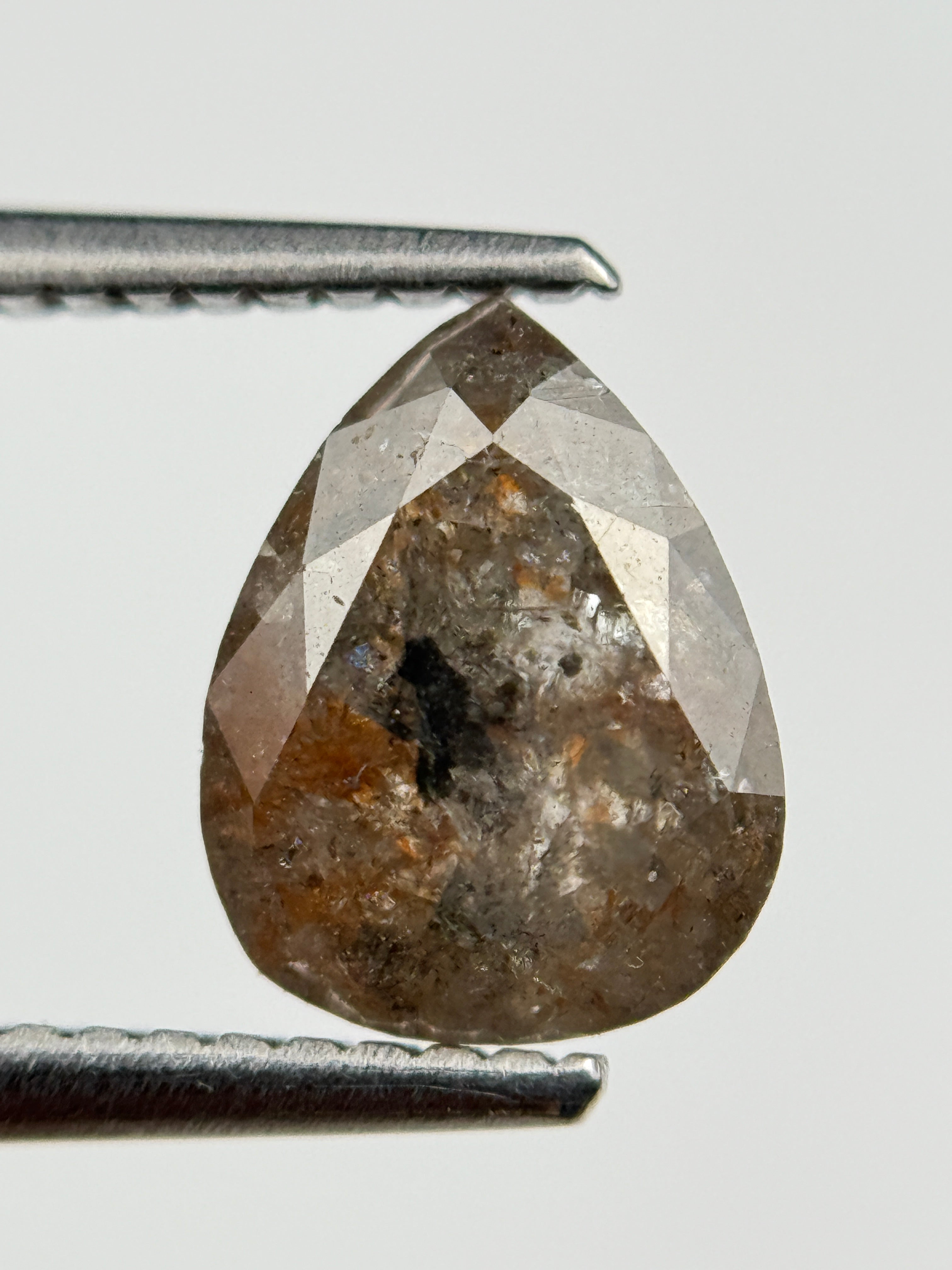 2.18 Ct Pear Rose Cut Red Natural Salt and Pepper Diamond