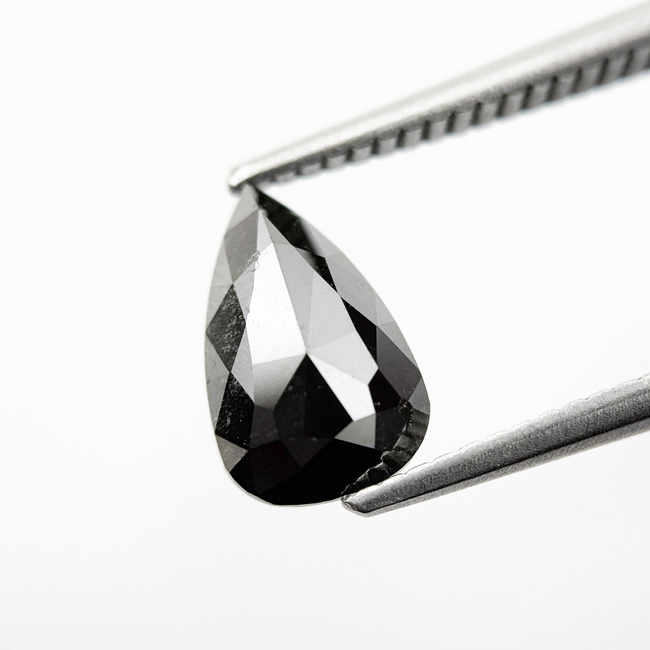 1.60 Ct Pear Rose Cut Black Natural Loose Diamond