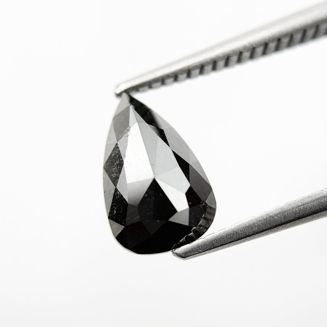 1.60 Ct Pear Rose Cut Black Natural Loose Diamond