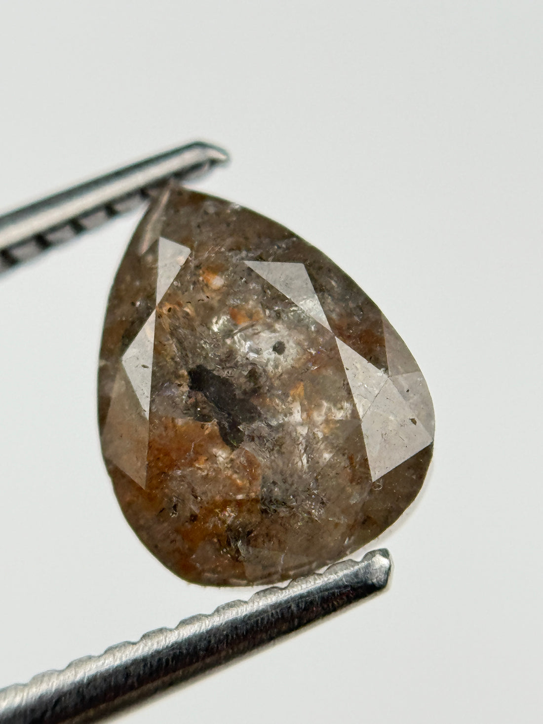2.18 Ct Pear Rose Cut Red Natural Salt and Pepper Diamond