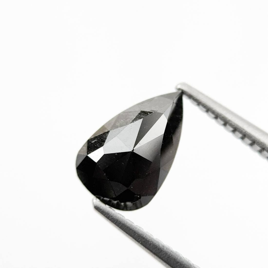 1.60 Ct Pear Rose Cut Black Natural Loose Diamond