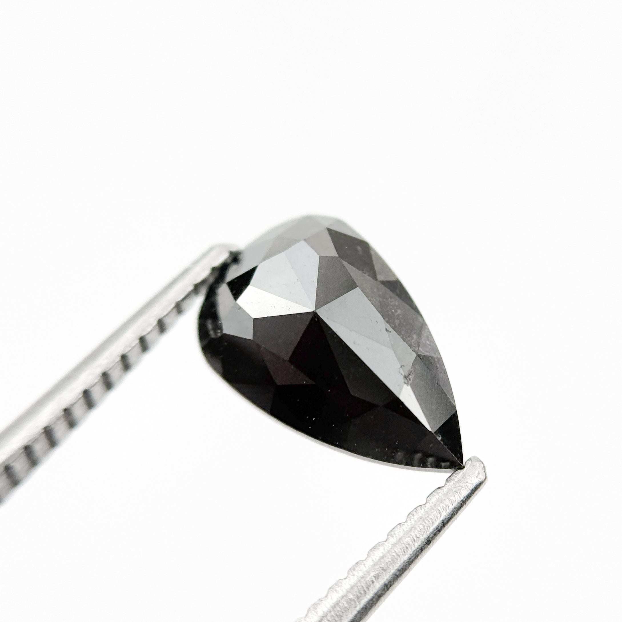 1.60 Ct Pear Rose Cut Black Natural Loose Diamond