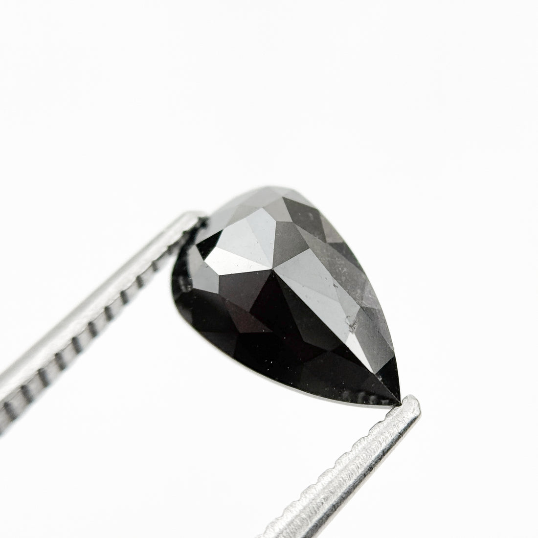 1.60 Ct Pear Rose Cut Black Natural Loose Diamond