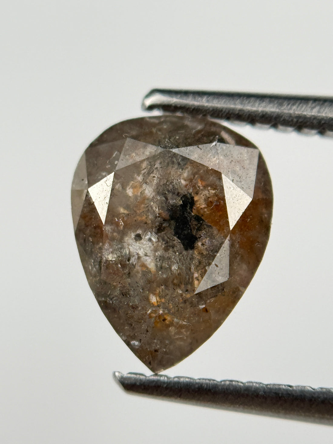 2.18 Ct Pear Rose Cut Red Natural Salt and Pepper Diamond