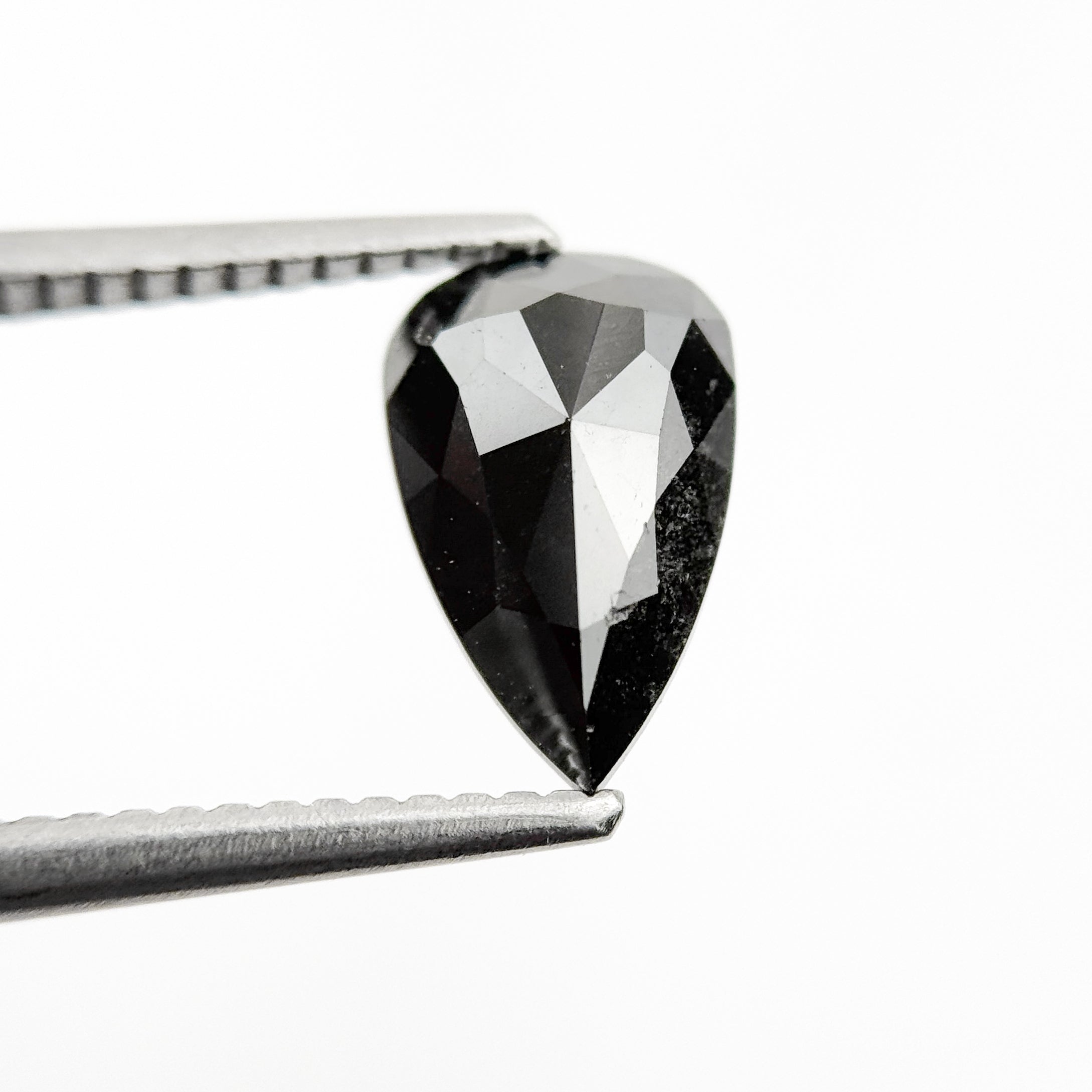1.60 Ct Pear Rose Cut Black Natural Loose Diamond