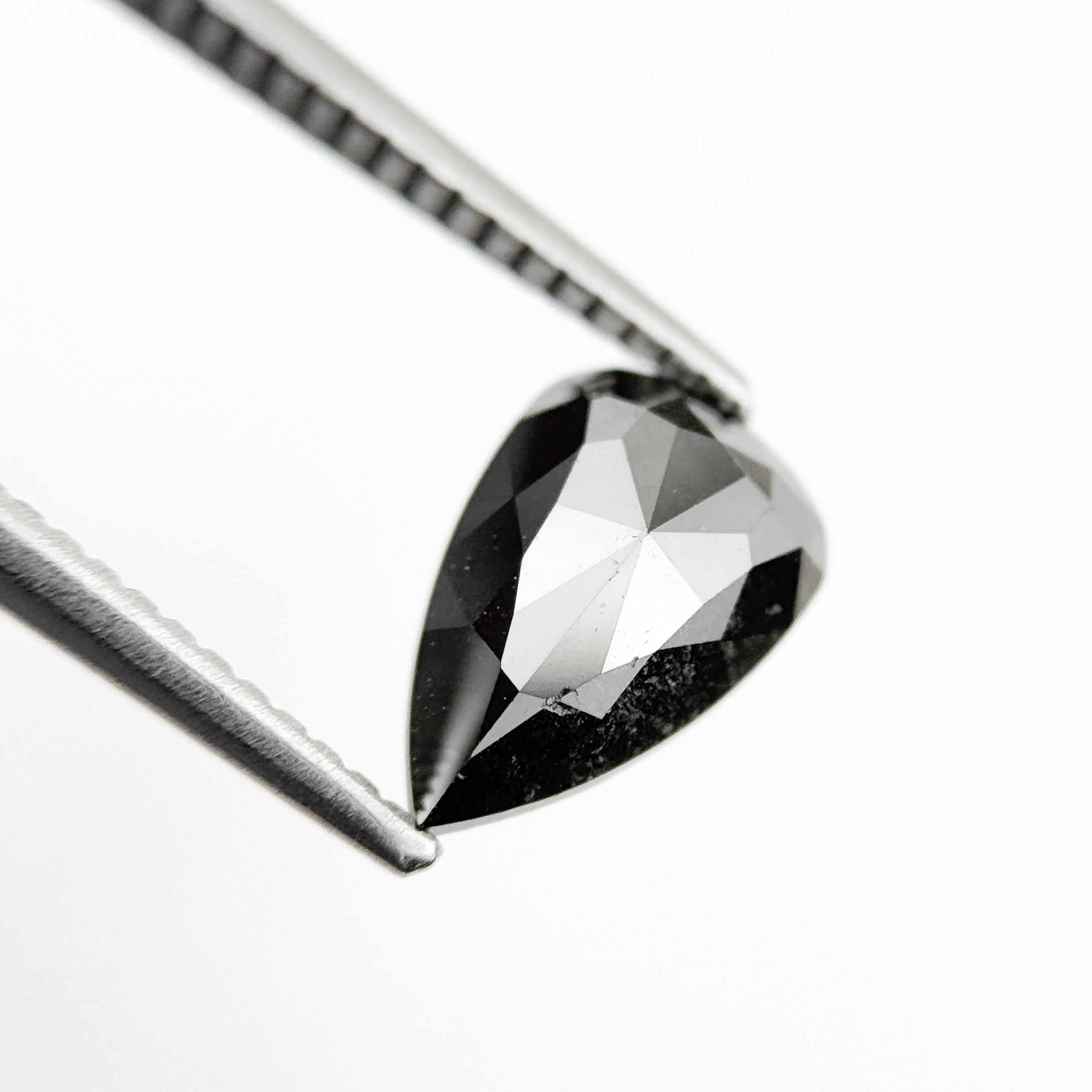 1.60 Ct Pear Rose Cut Black Natural Loose Diamond