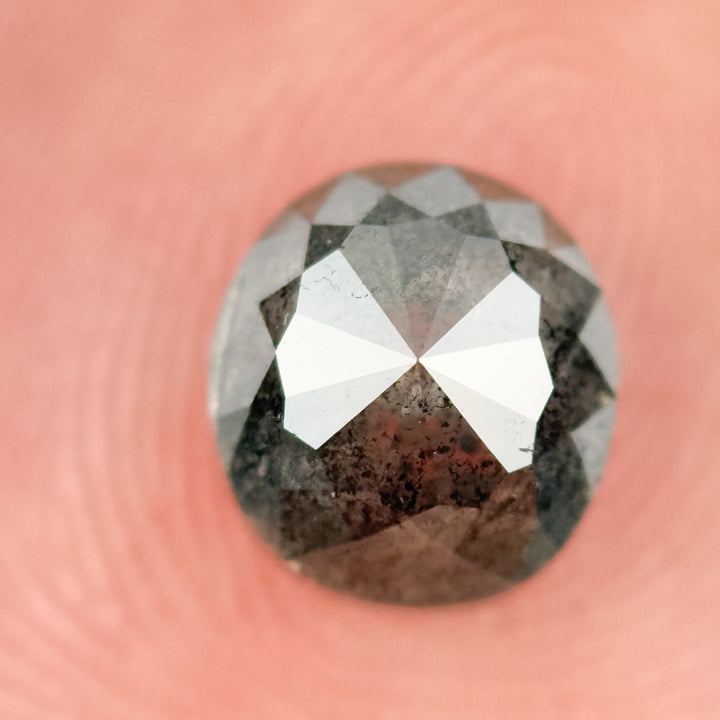 2.09 Ct Cushion Rose Cut Grey Natural Salt and Pepper Diamond