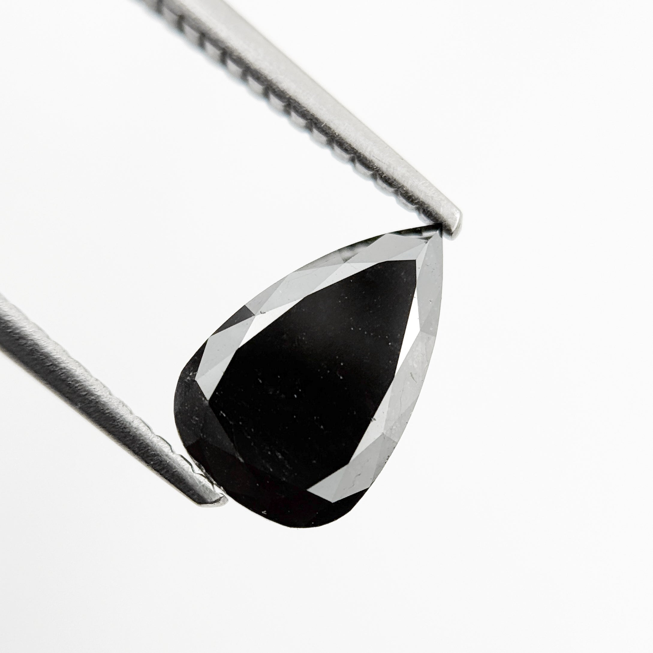 1.60 Ct Pear Rose Cut Black Natural Loose Diamond