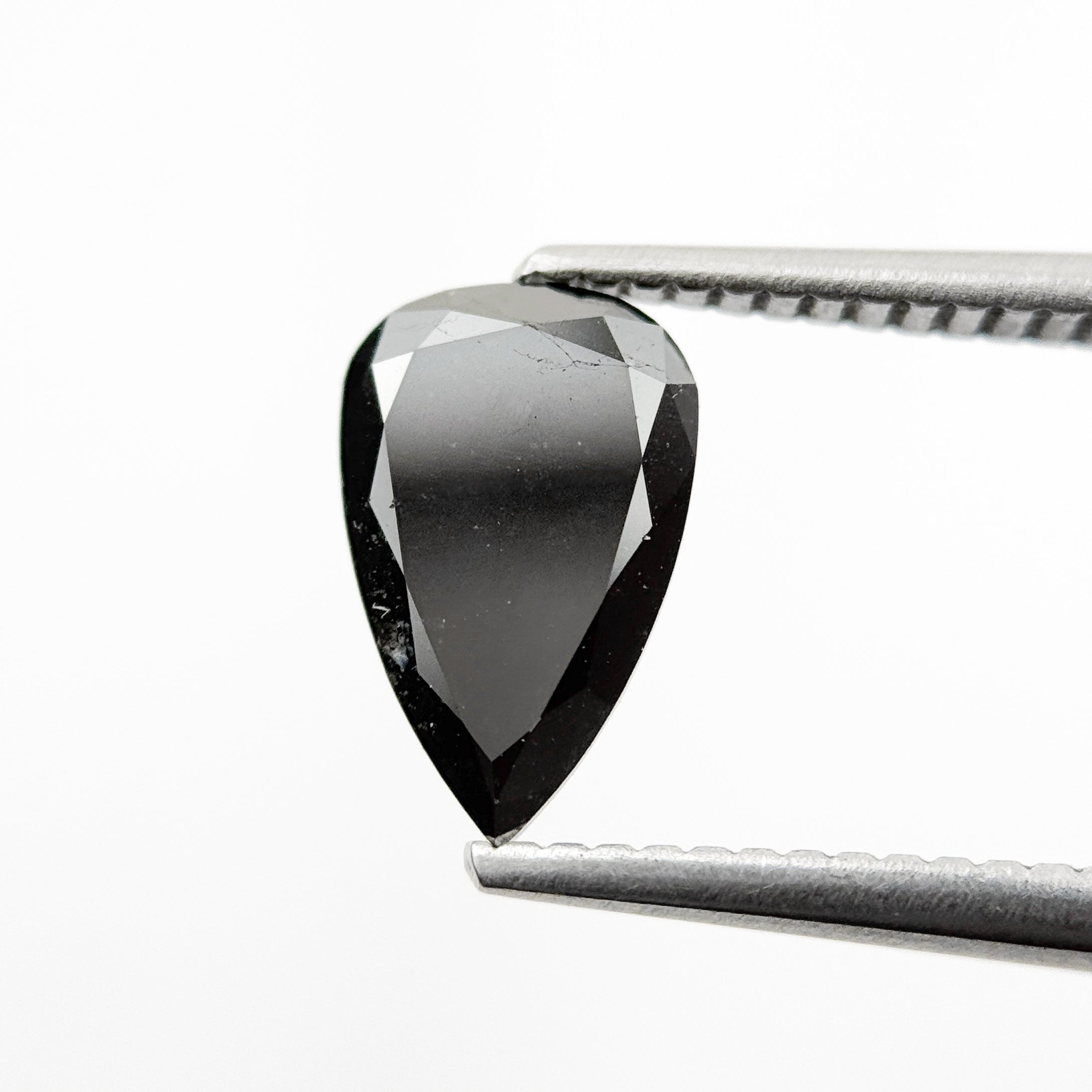 1.60 Ct Pear Rose Cut Black Natural Loose Diamond