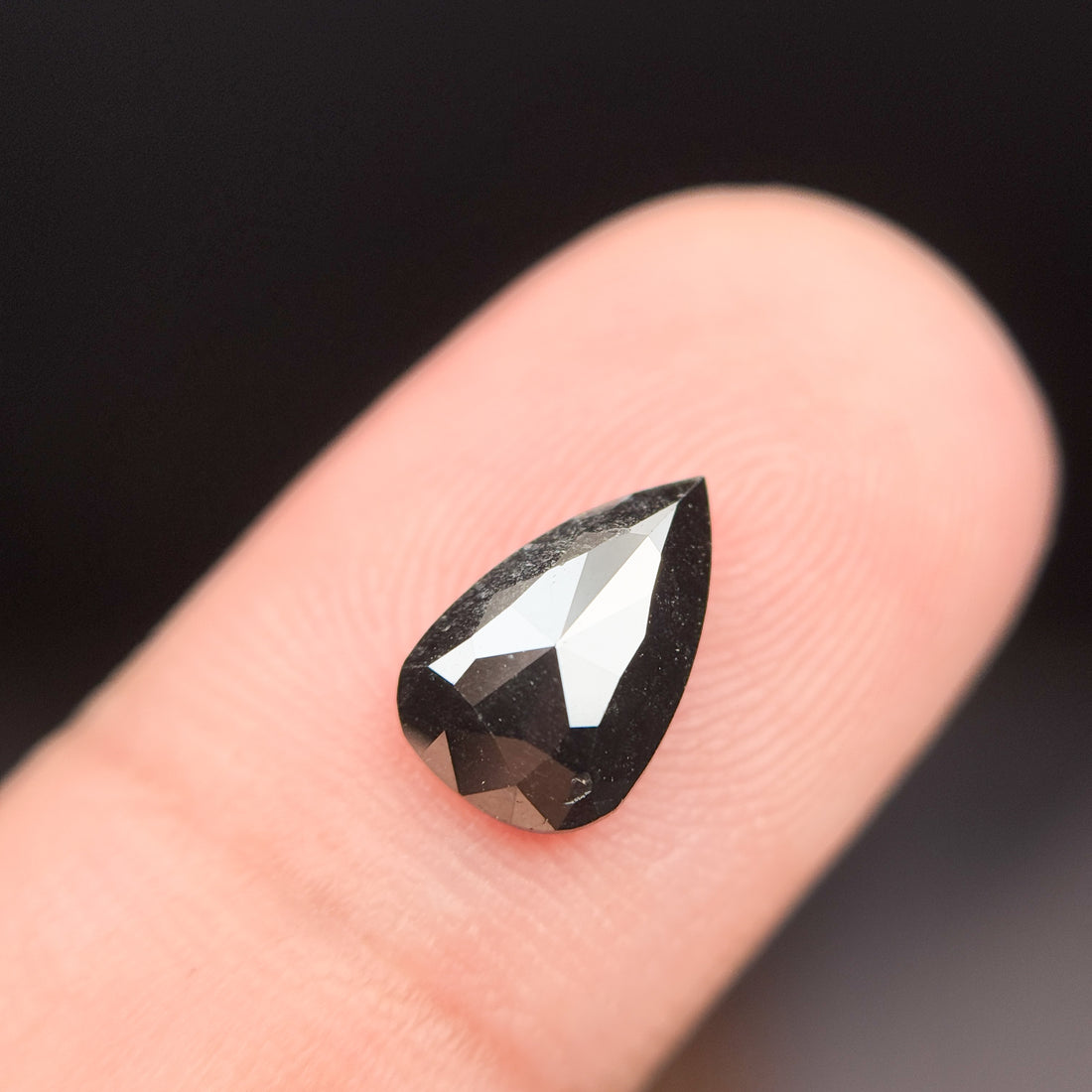 1.60 Ct Pear Rose Cut Black Natural Loose Diamond