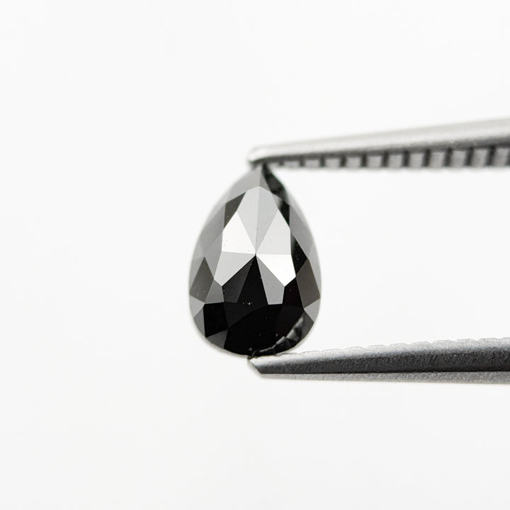 8 MM Pear Rose Cut Black Natural Fancy Diamond
