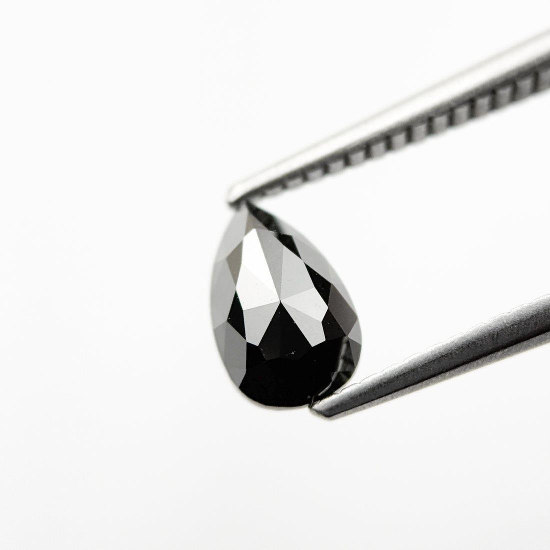 8 MM Pear Rose Cut Black Natural Fancy Diamond