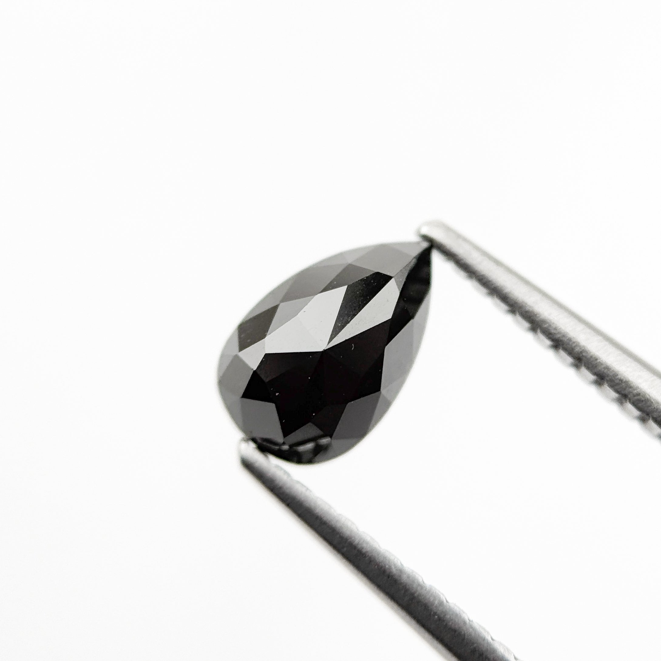 8 MM Pear Rose Cut Black Natural Fancy Diamond