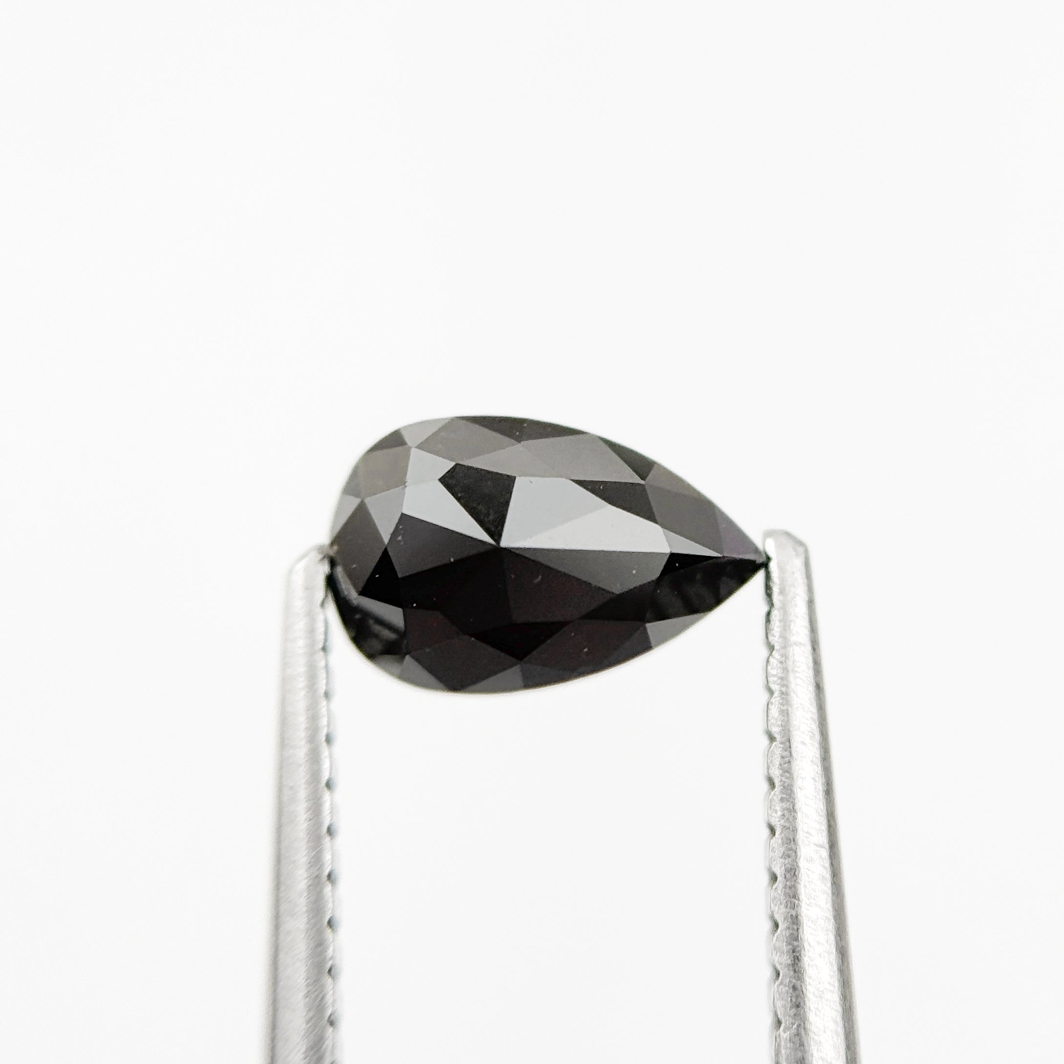 8 MM Pear Rose Cut Black Natural Fancy Diamond