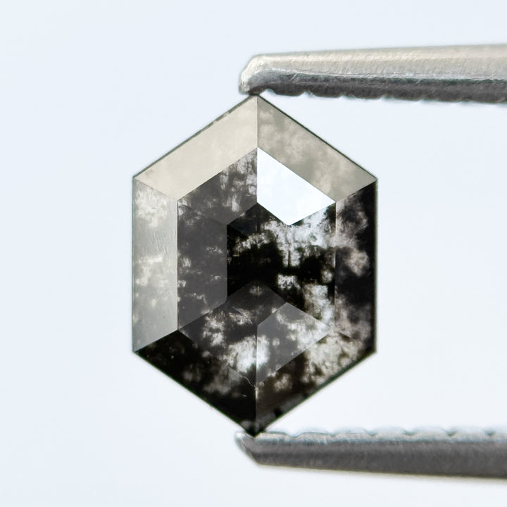 0.75 Ct Hexagon Rose Cut Grey Natural Salt and Pepper Diamond