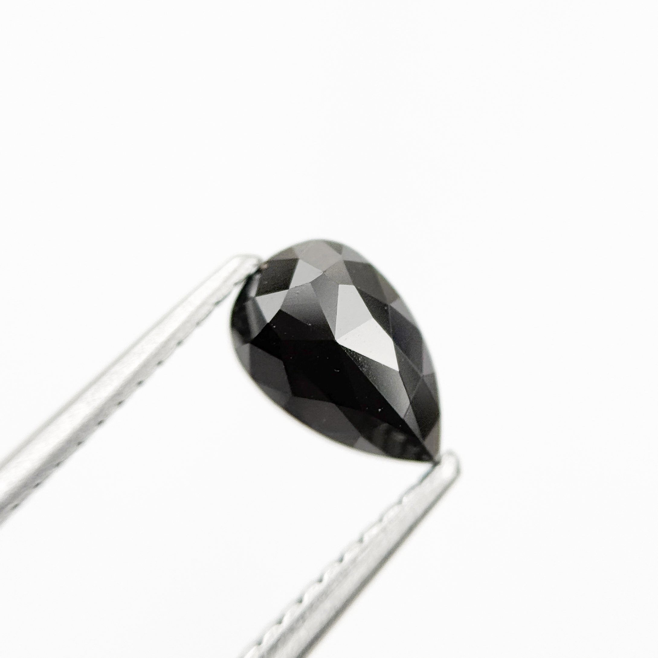 8 MM Pear Rose Cut Black Natural Fancy Diamond