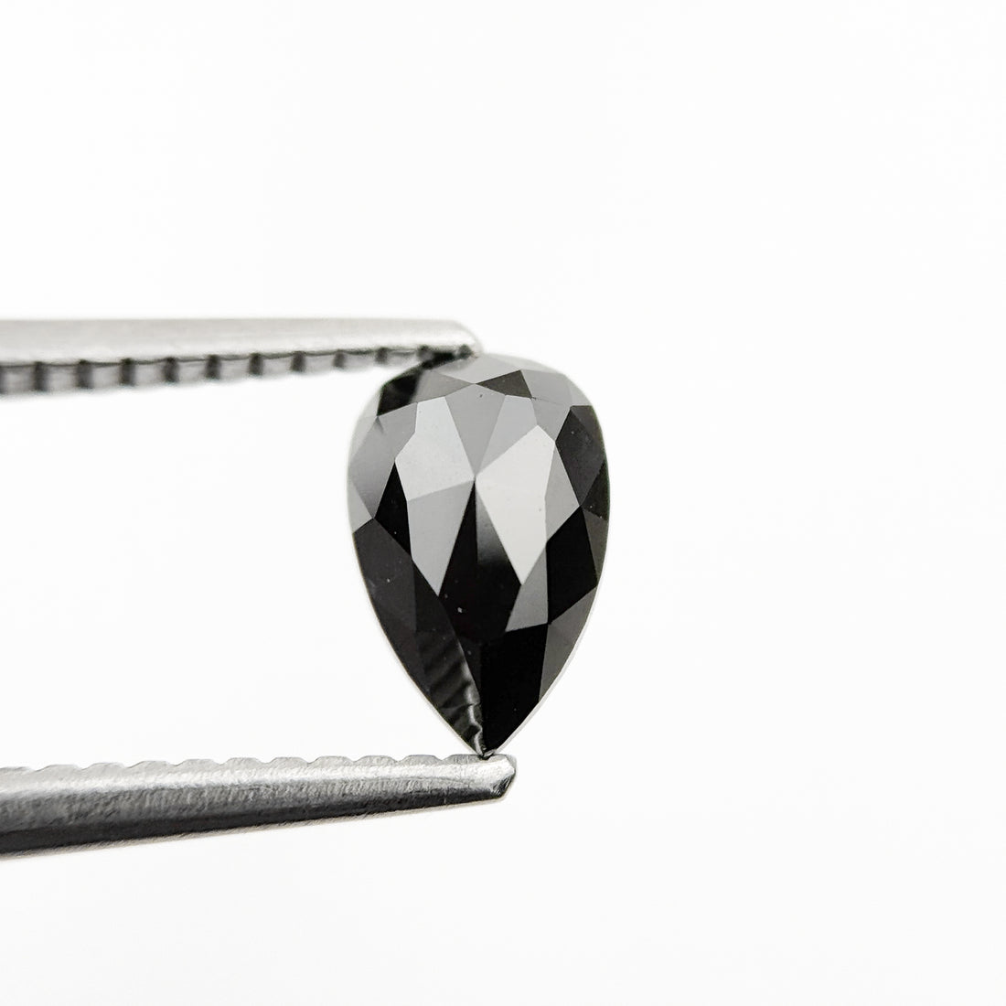 8 MM Pear Rose Cut Black Natural Fancy Diamond