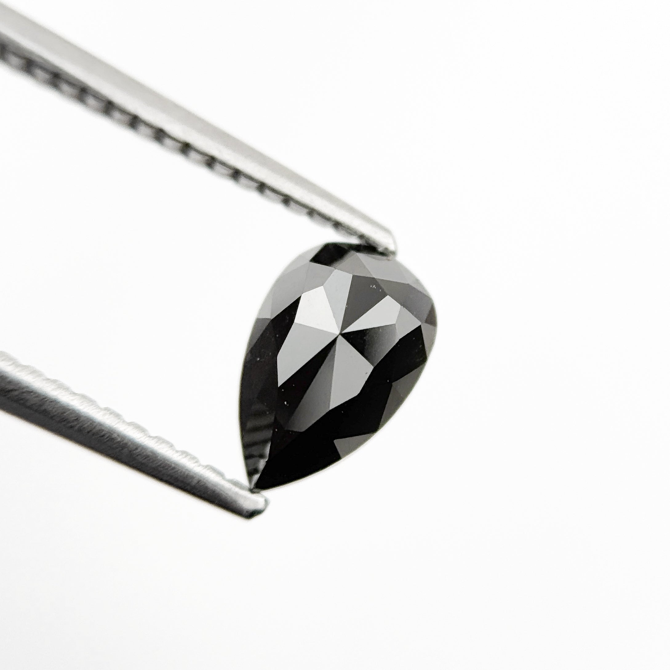 8 MM Pear Rose Cut Black Natural Fancy Diamond