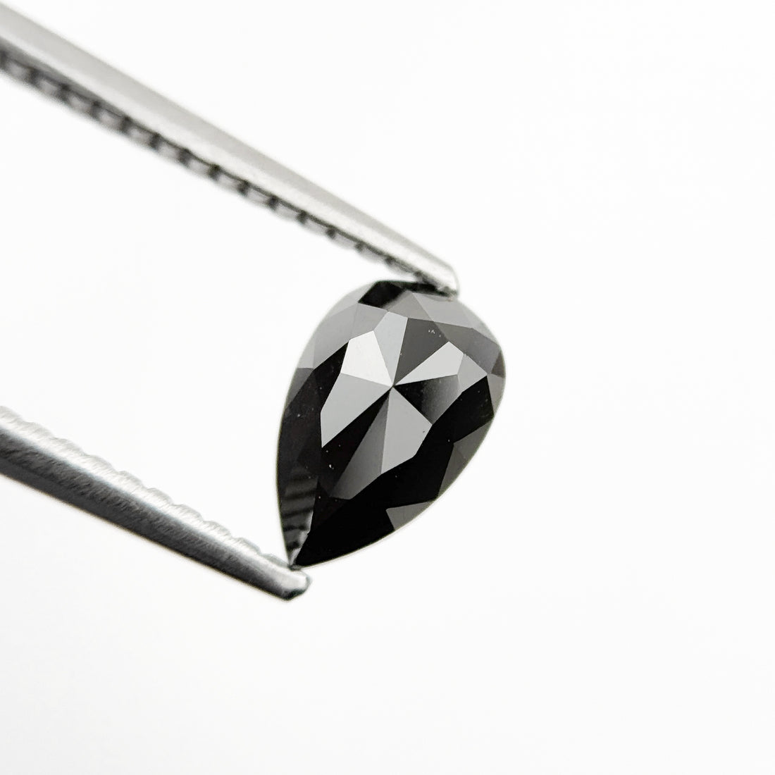 8 MM Pear Rose Cut Black Natural Fancy Diamond