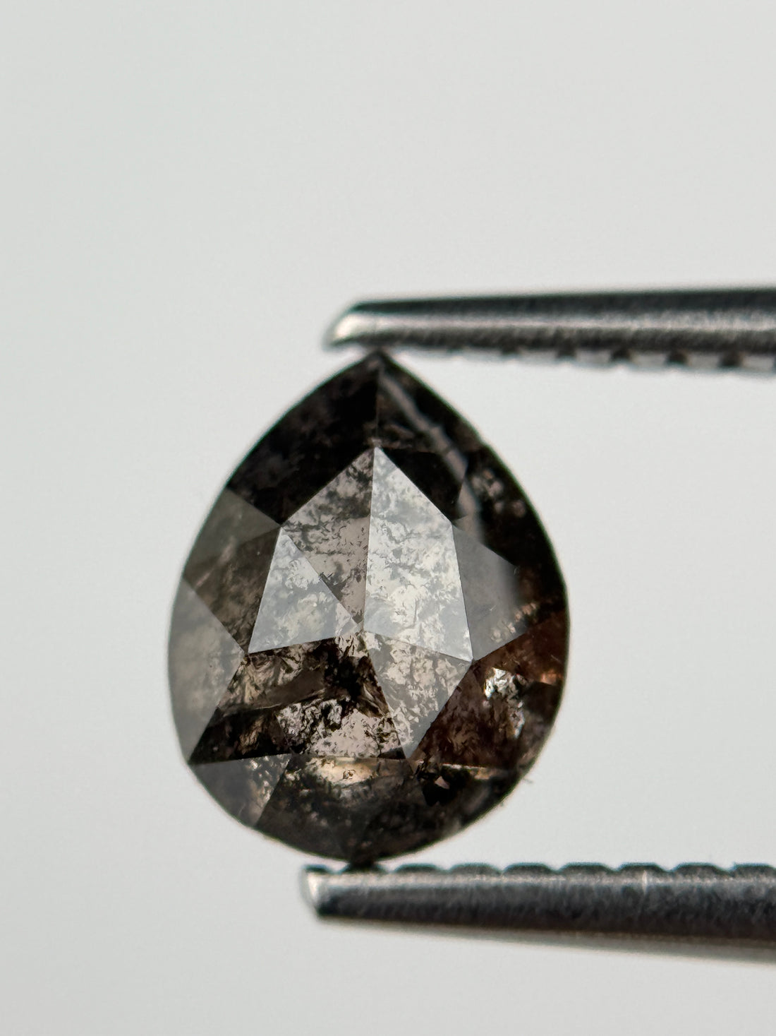 1.30 Ct Pear Rose Cut Brown Natural Salt and Pepper Diamond