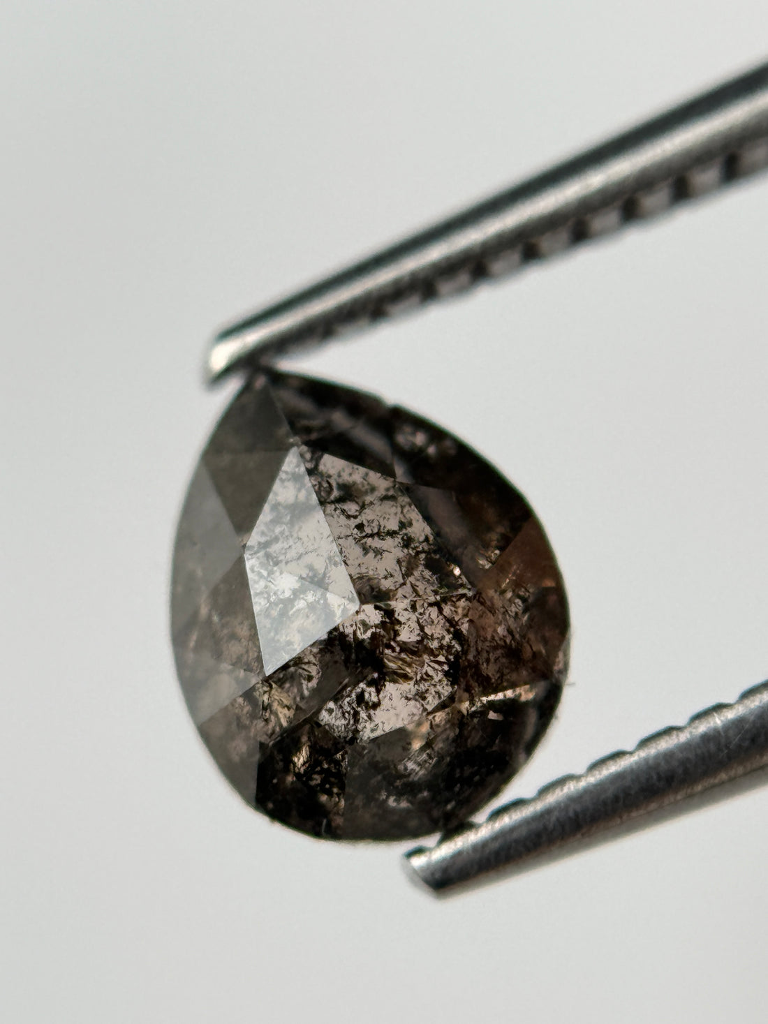 1.30 Ct Pear Rose Cut Brown Natural Salt and Pepper Diamond