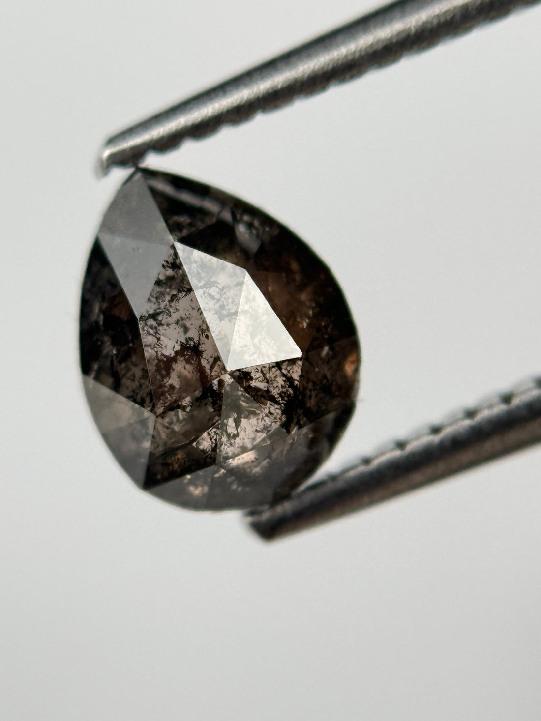 1.30 Ct Pear Rose Cut Brown Natural Salt and Pepper Diamond