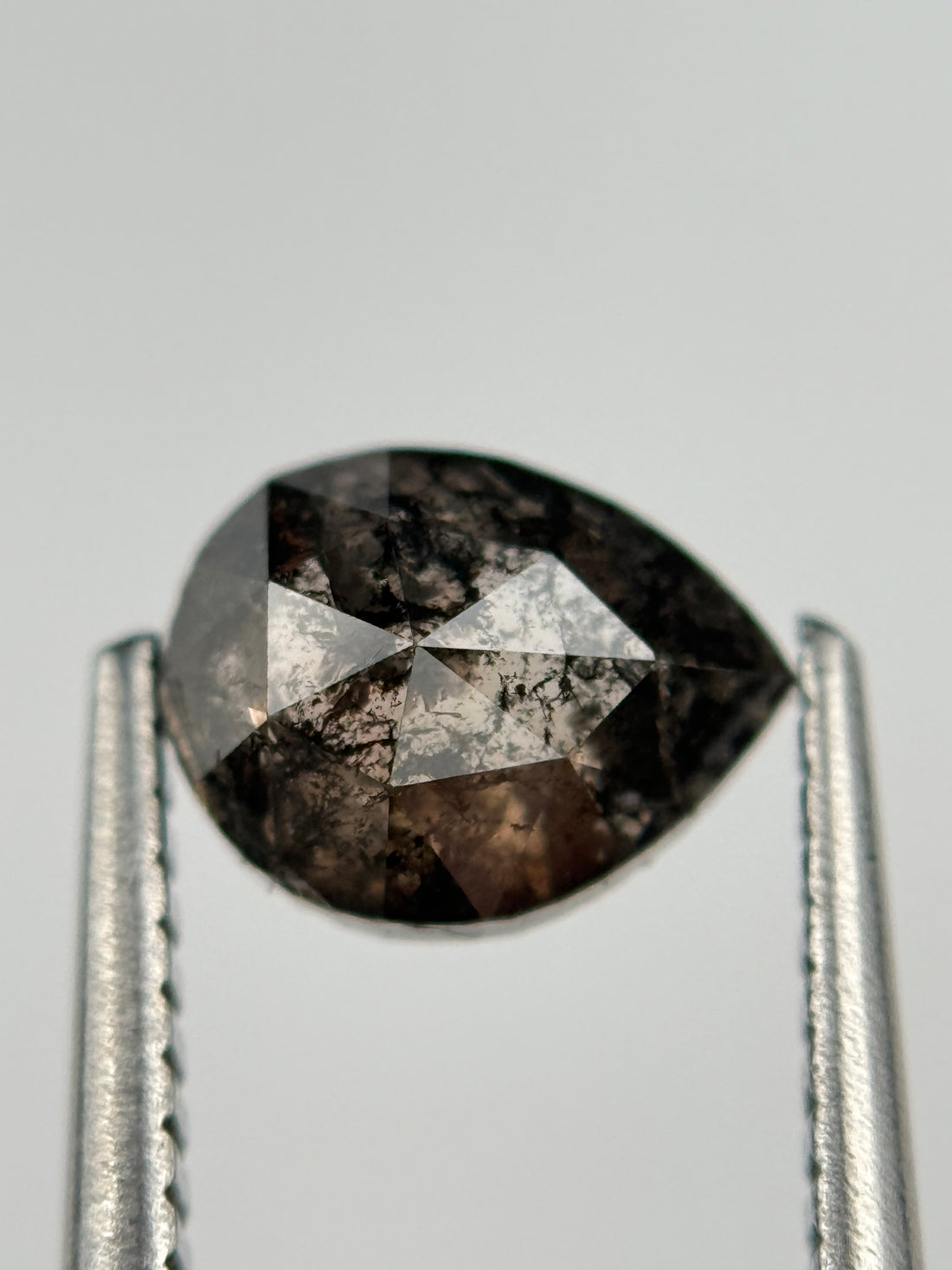 1.30 Ct Pear Rose Cut Brown Natural Salt and Pepper Diamond
