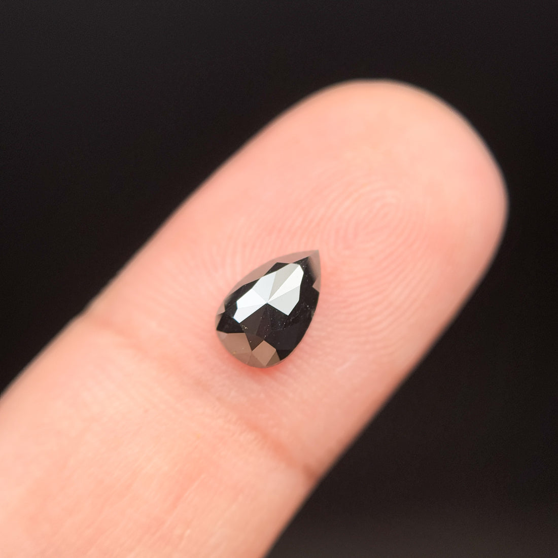 8 MM Pear Rose Cut Black Natural Fancy Diamond