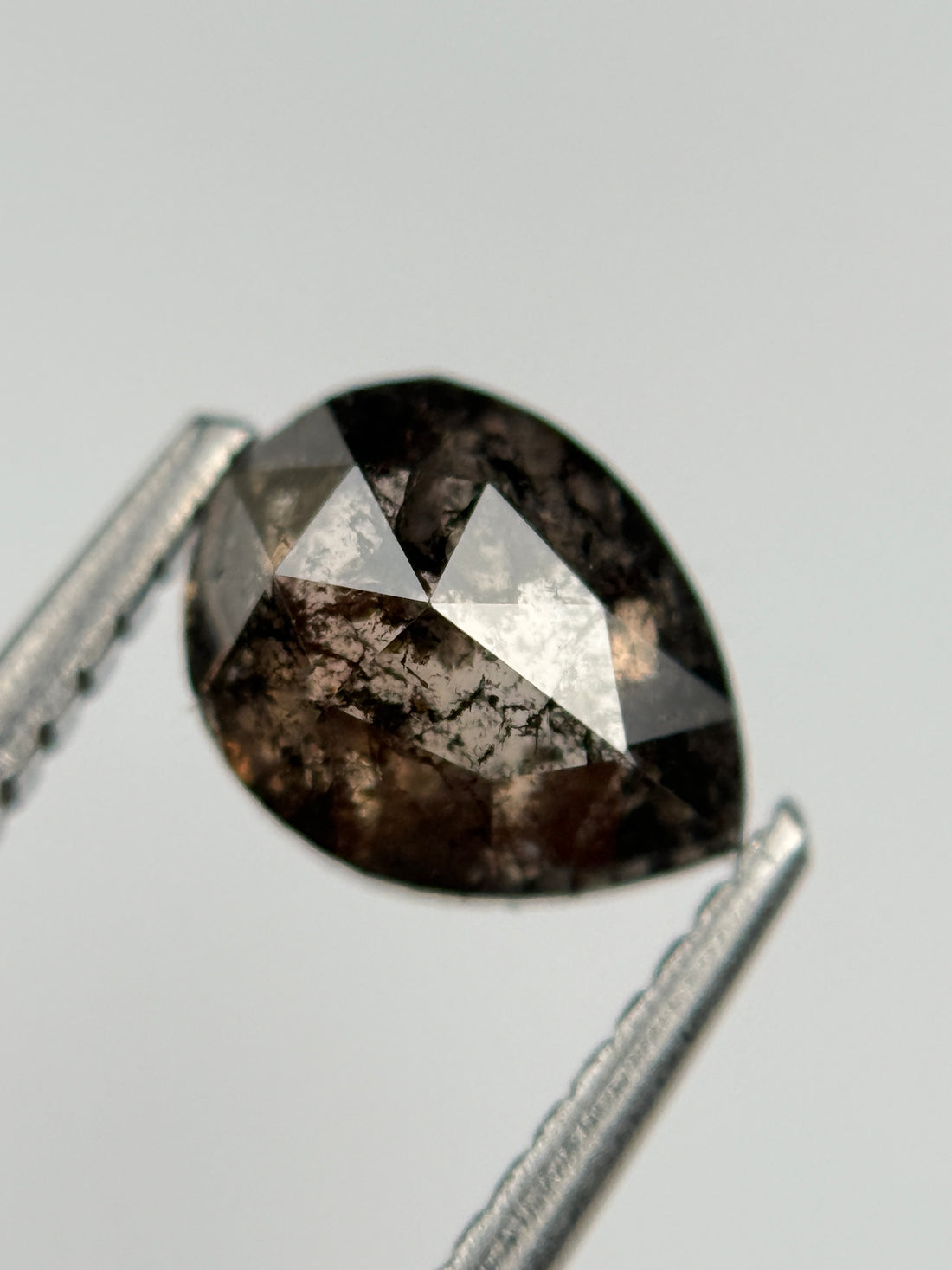 1.30 Ct Pear Rose Cut Brown Natural Salt and Pepper Diamond