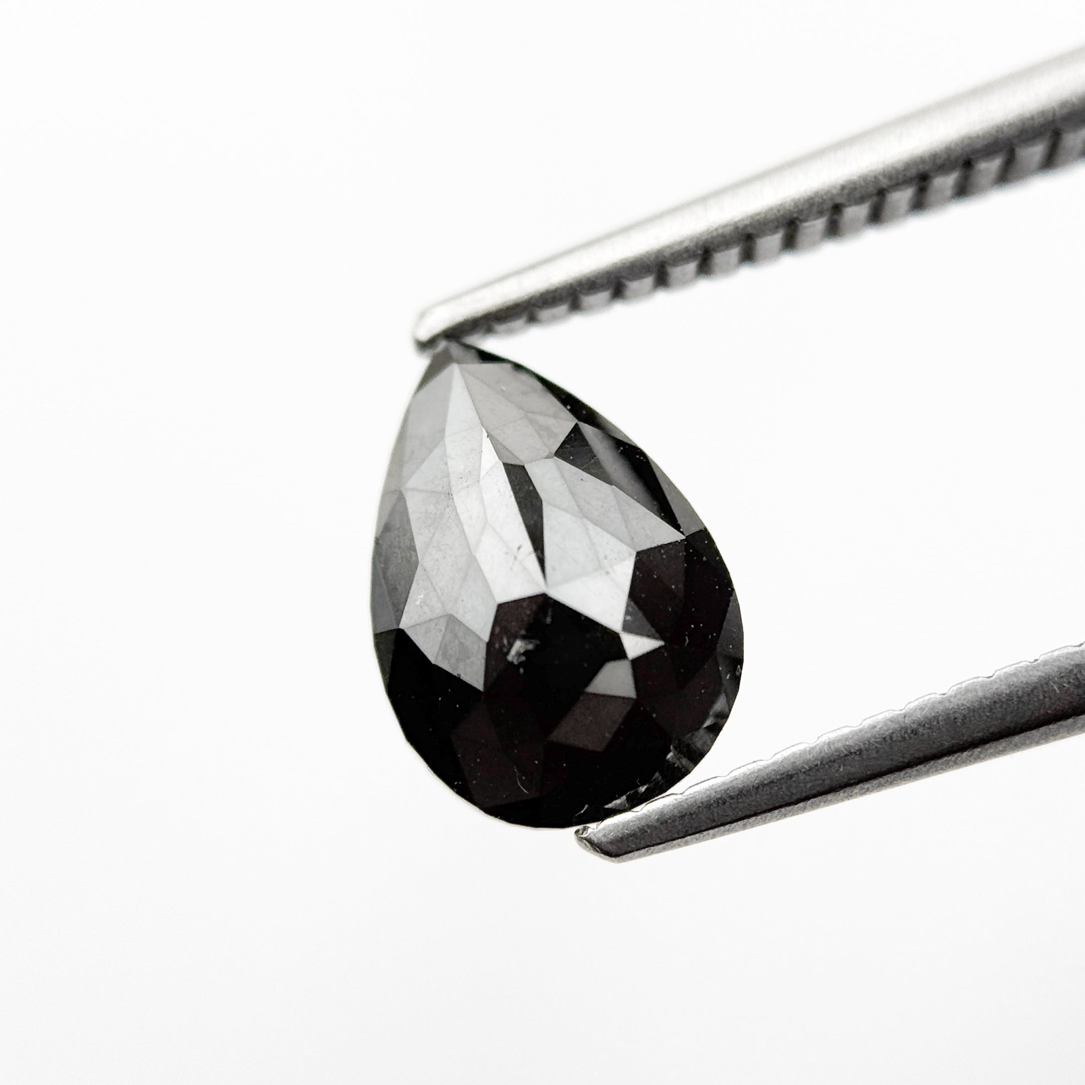 1.46 Ct Pear Rose Cut Black Natural Fancy Diamond