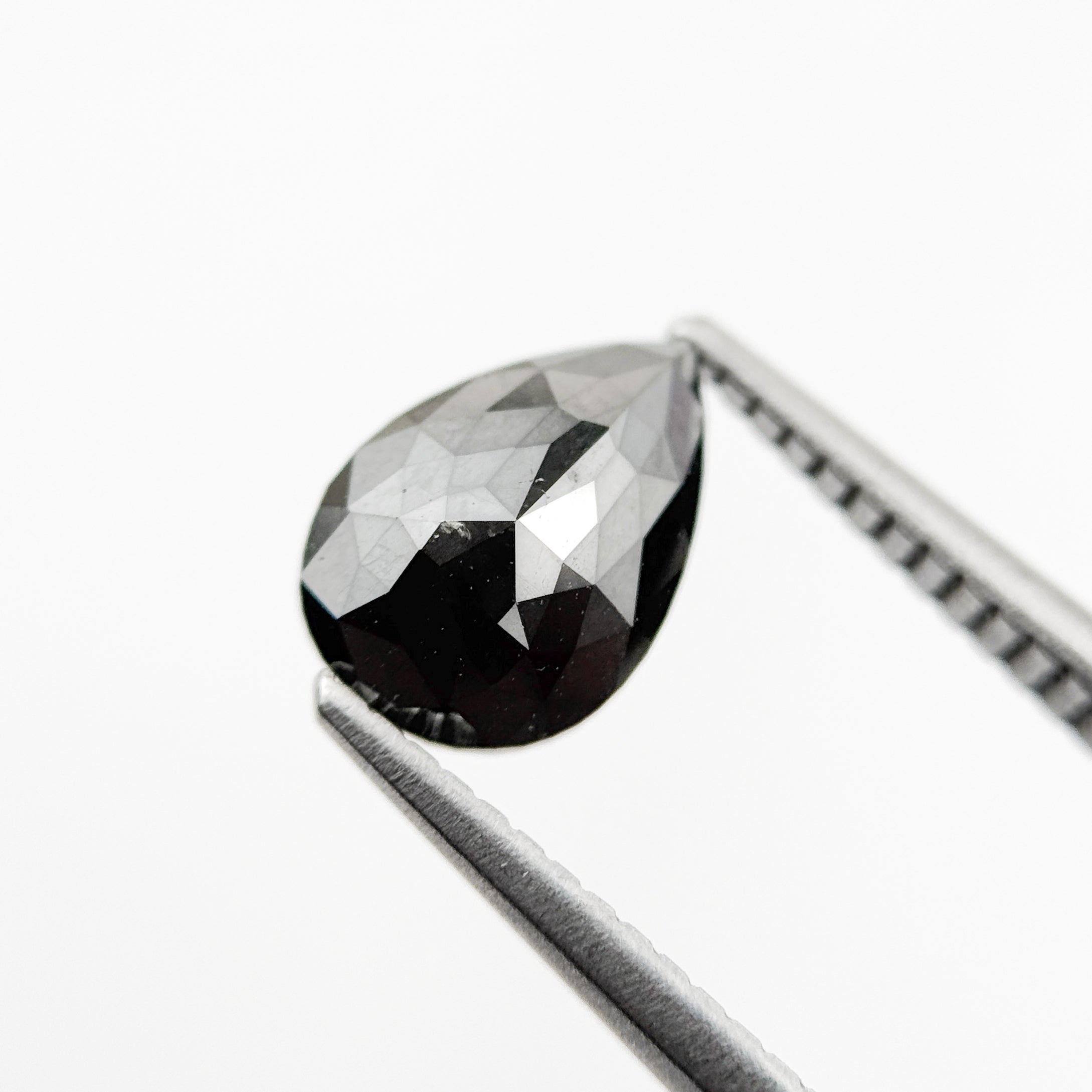 1.46 Ct Pear Rose Cut Black Natural Fancy Diamond