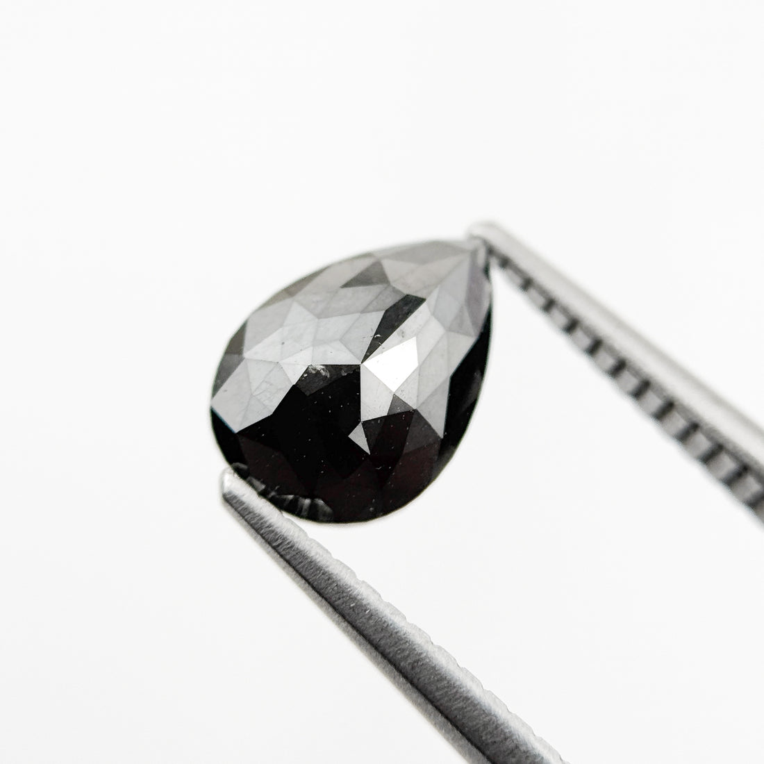 1.46 Ct Pear Rose Cut Black Natural Fancy Diamond