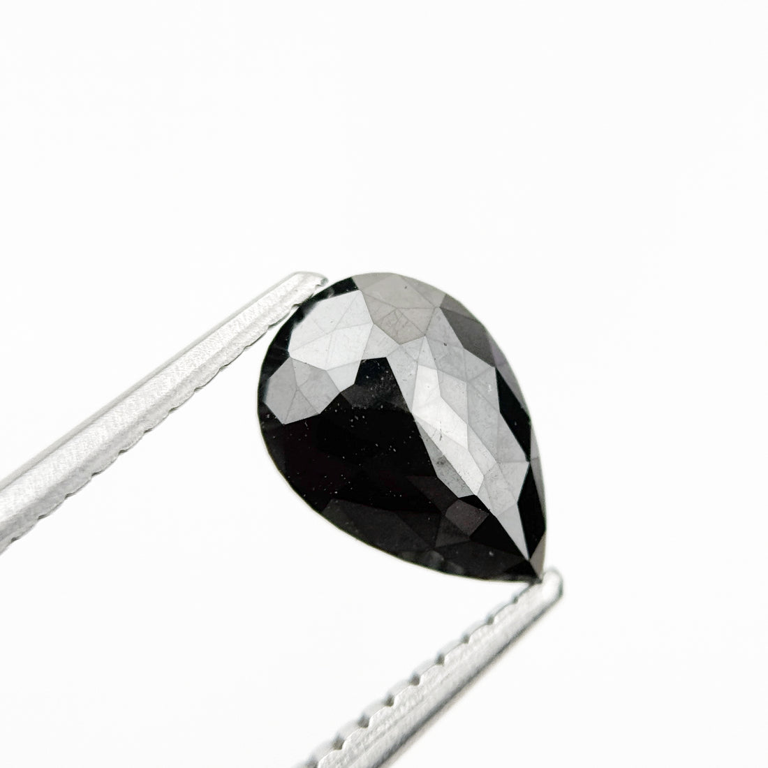 1.46 Ct Pear Rose Cut Black Natural Fancy Diamond