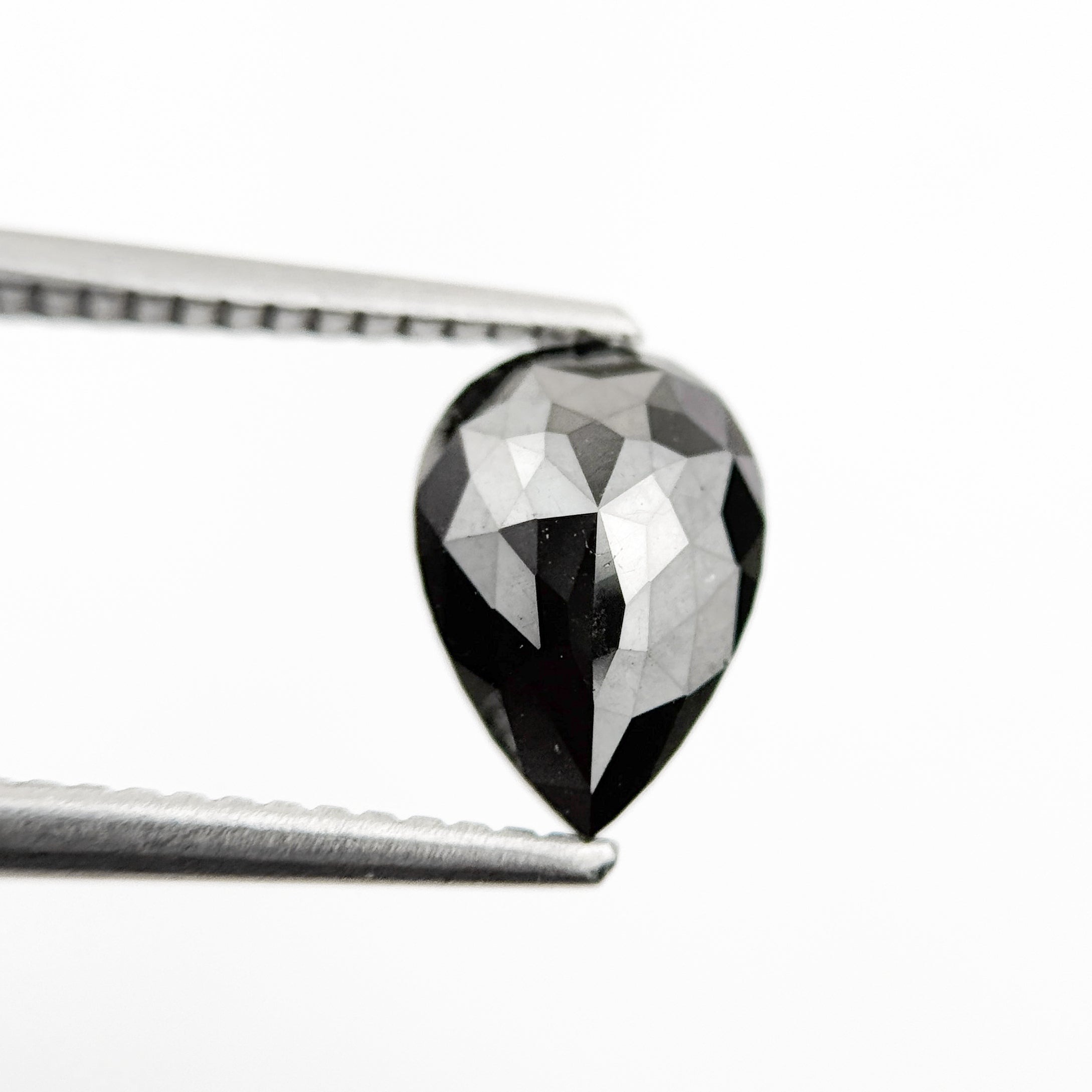 1.46 Ct Pear Rose Cut Black Natural Fancy Diamond