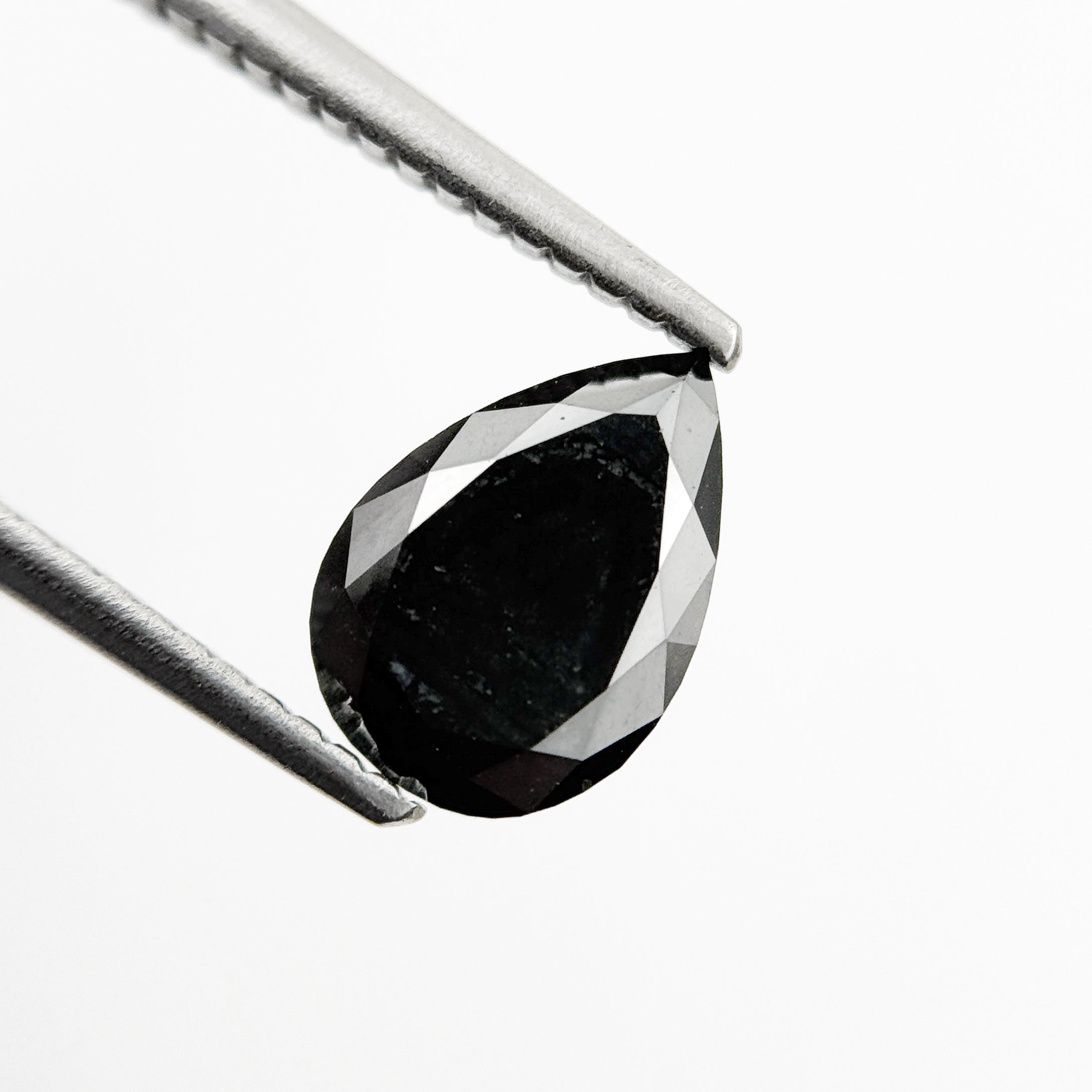 1.46 Ct Pear Rose Cut Black Natural Fancy Diamond