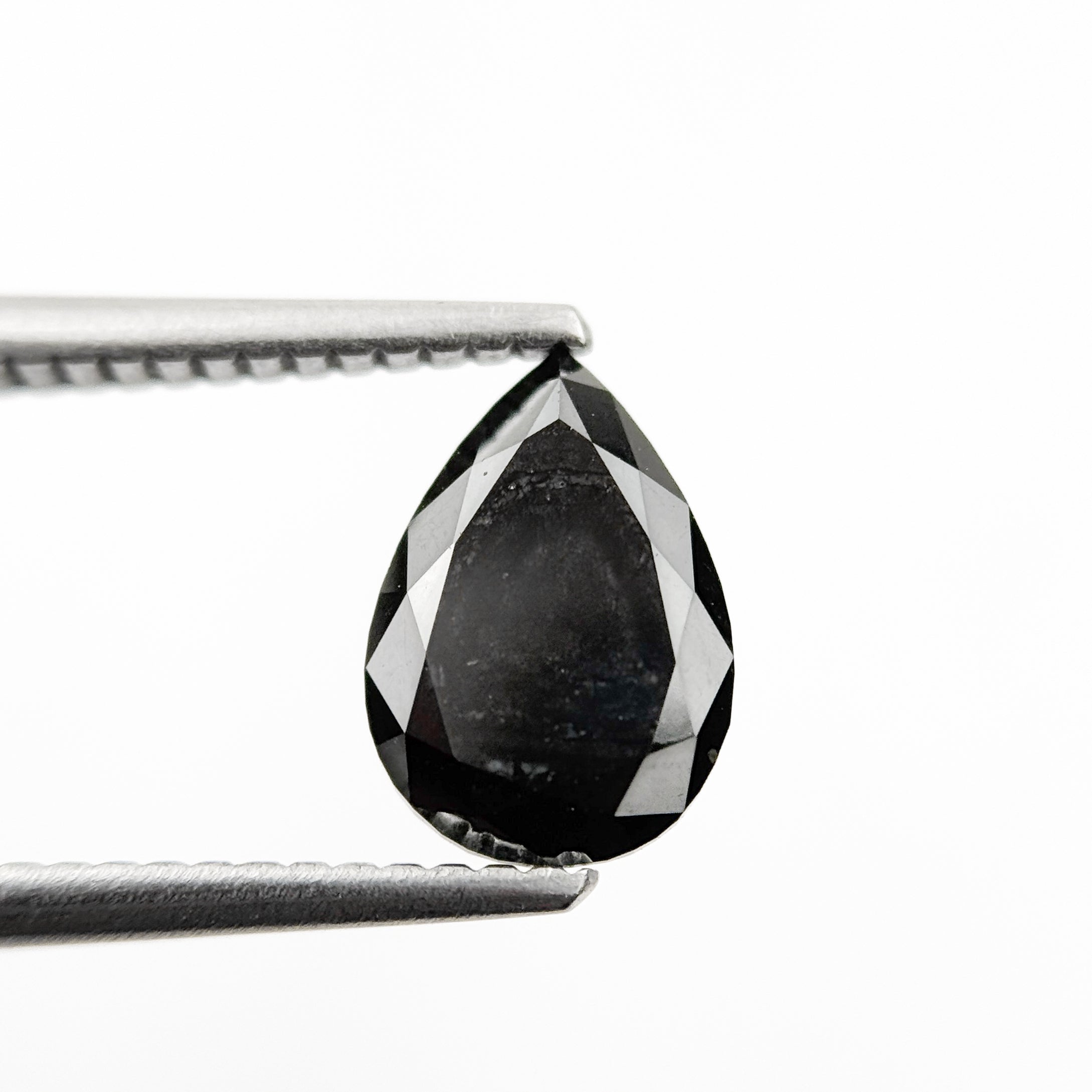 1.46 Ct Pear Rose Cut Black Natural Fancy Diamond