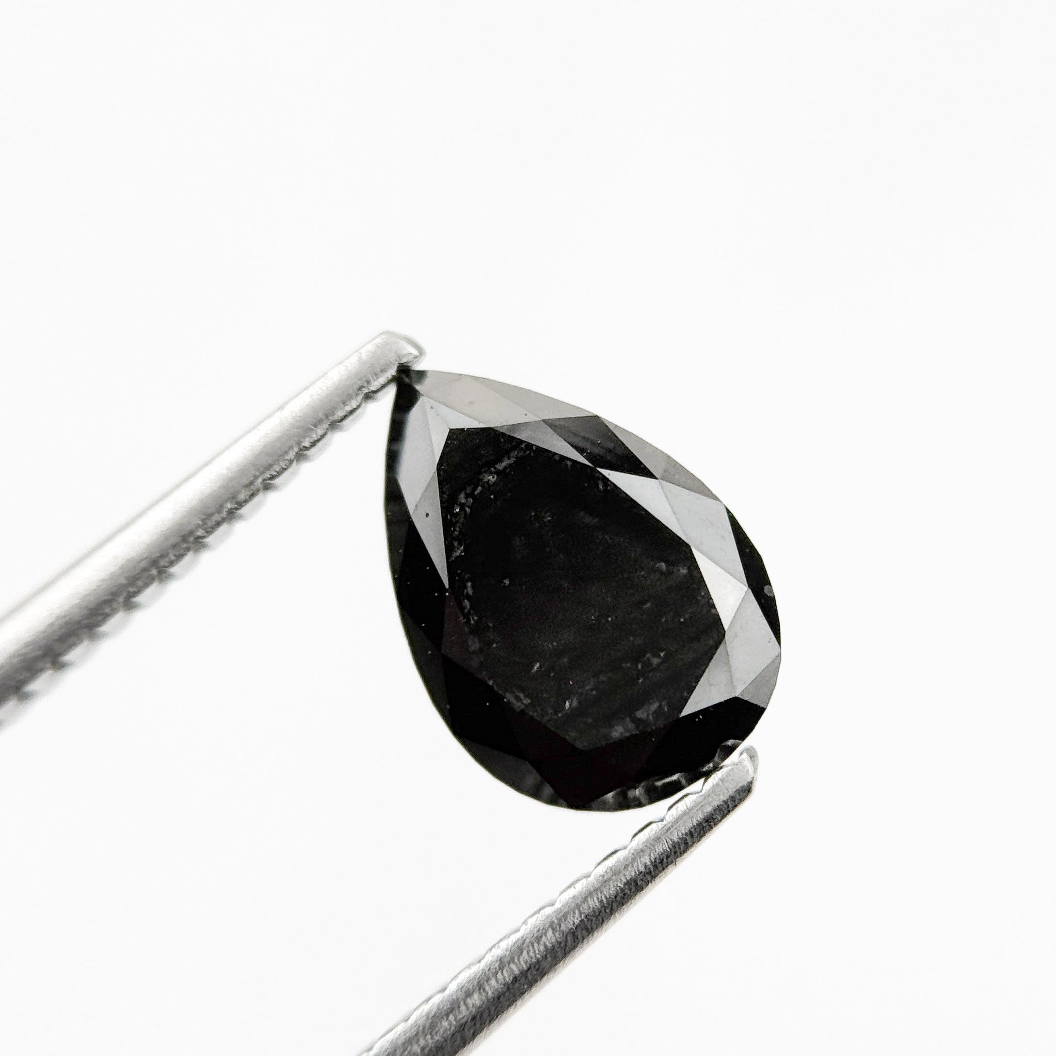 1.46 Ct Pear Rose Cut Black Natural Fancy Diamond